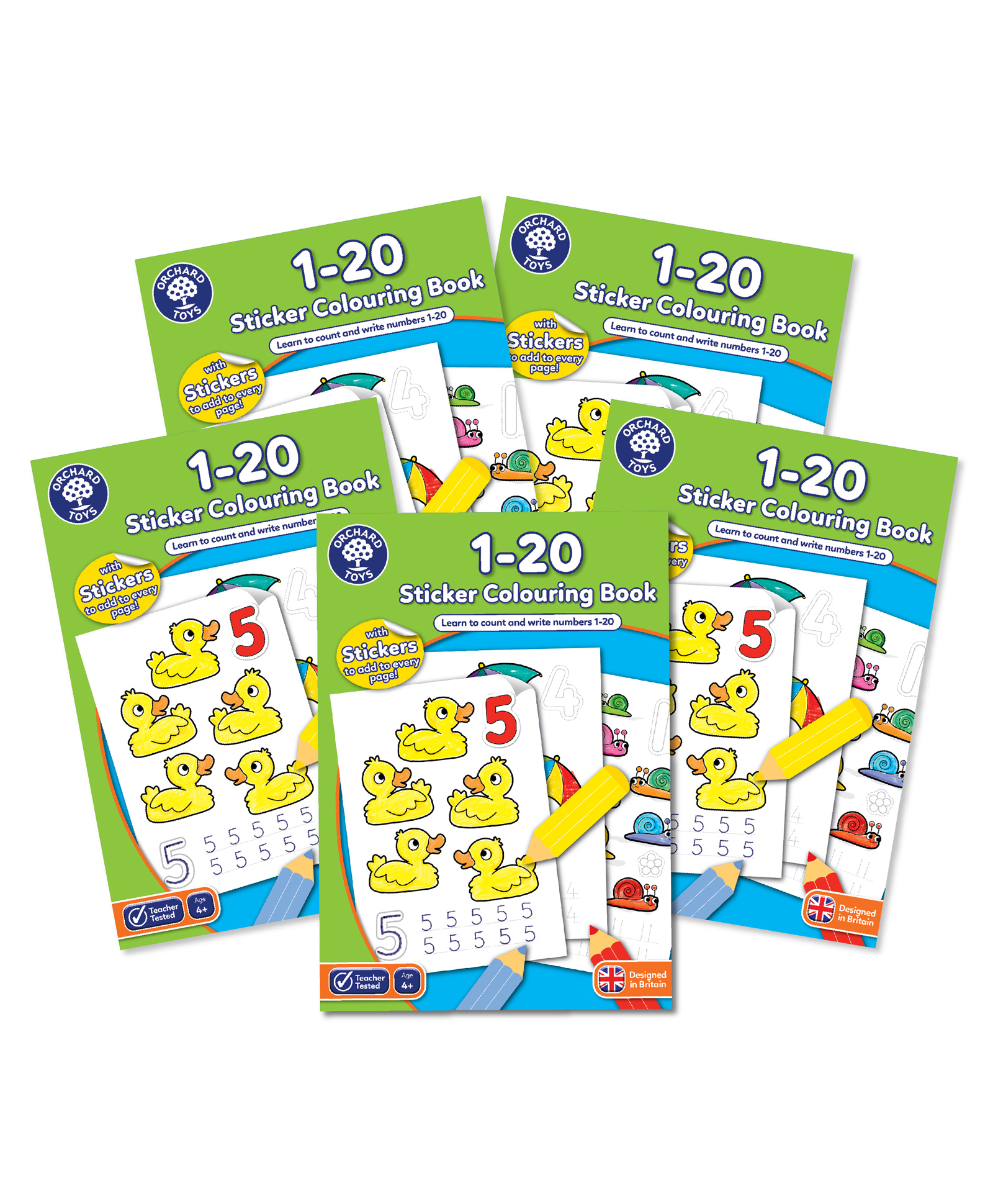 Orchard Toys - 1-20 Sticker Colouring Books 5 pack - English-image-11