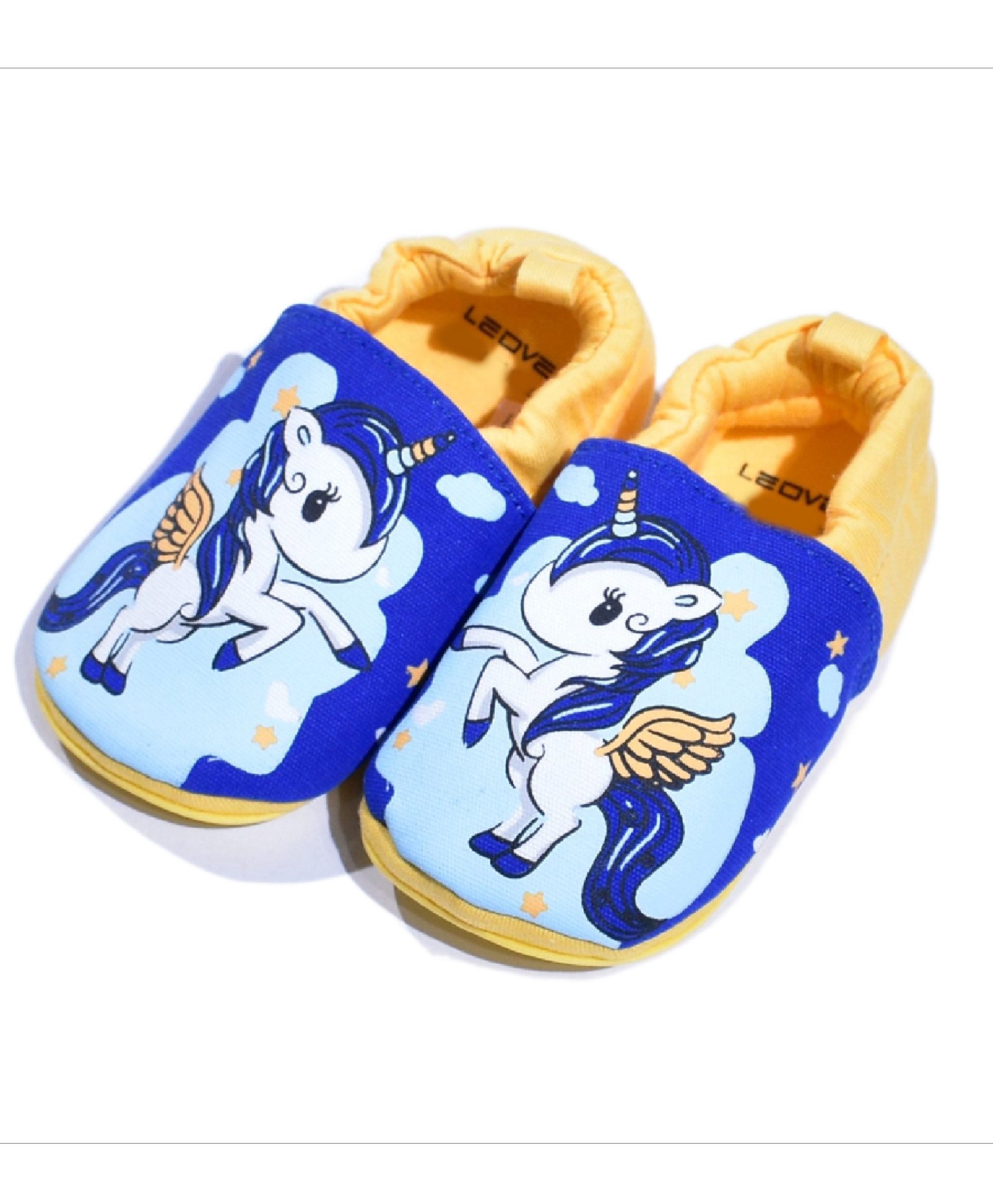 Kidofash Unicorn & Cloud Printed Booties - Blue & Yellow-picture-15