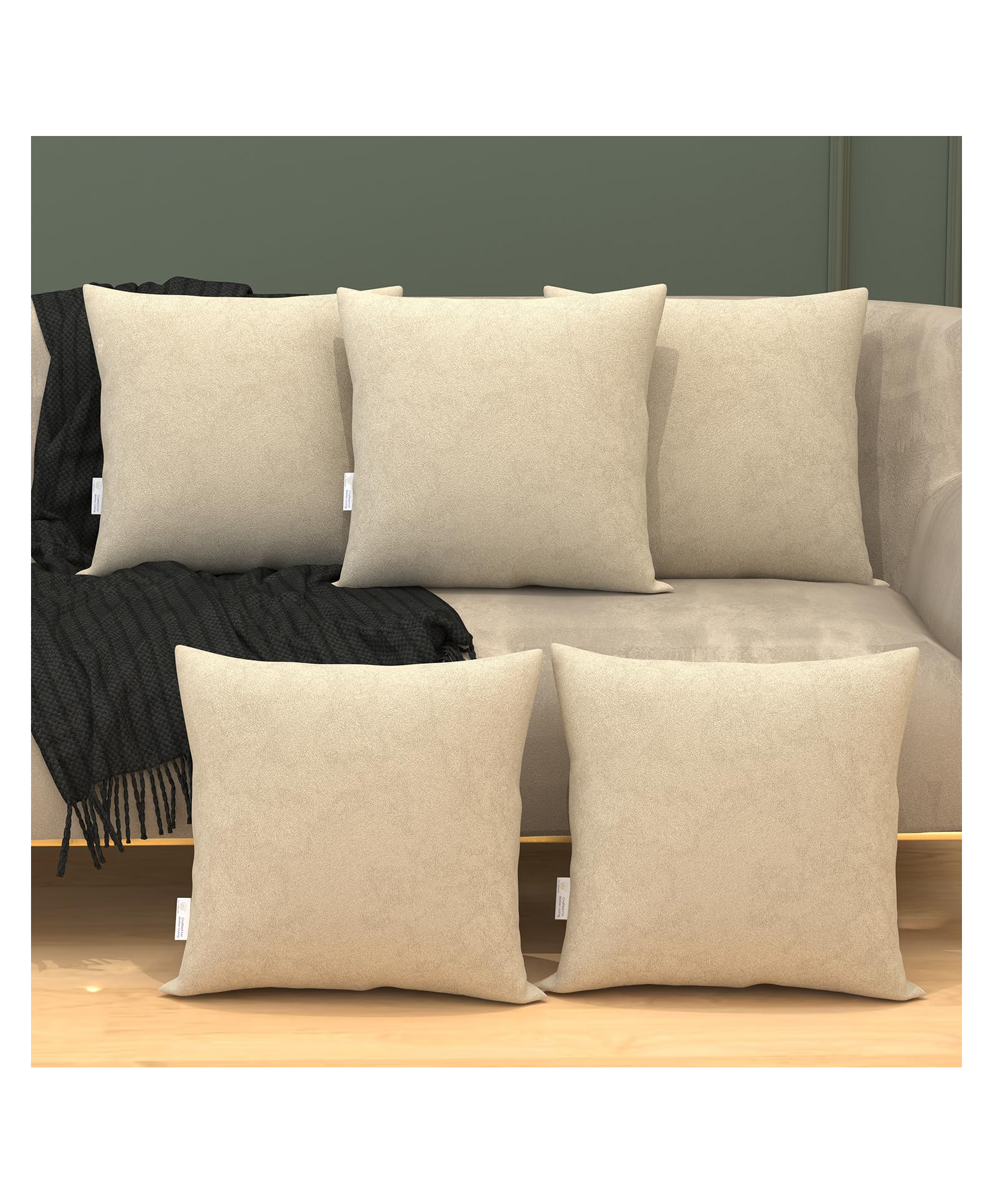 myarmor MY ARMOR Micro Fibre 18 x 18 inch Square Pillow Pack of 5 - Cream-picture-15
