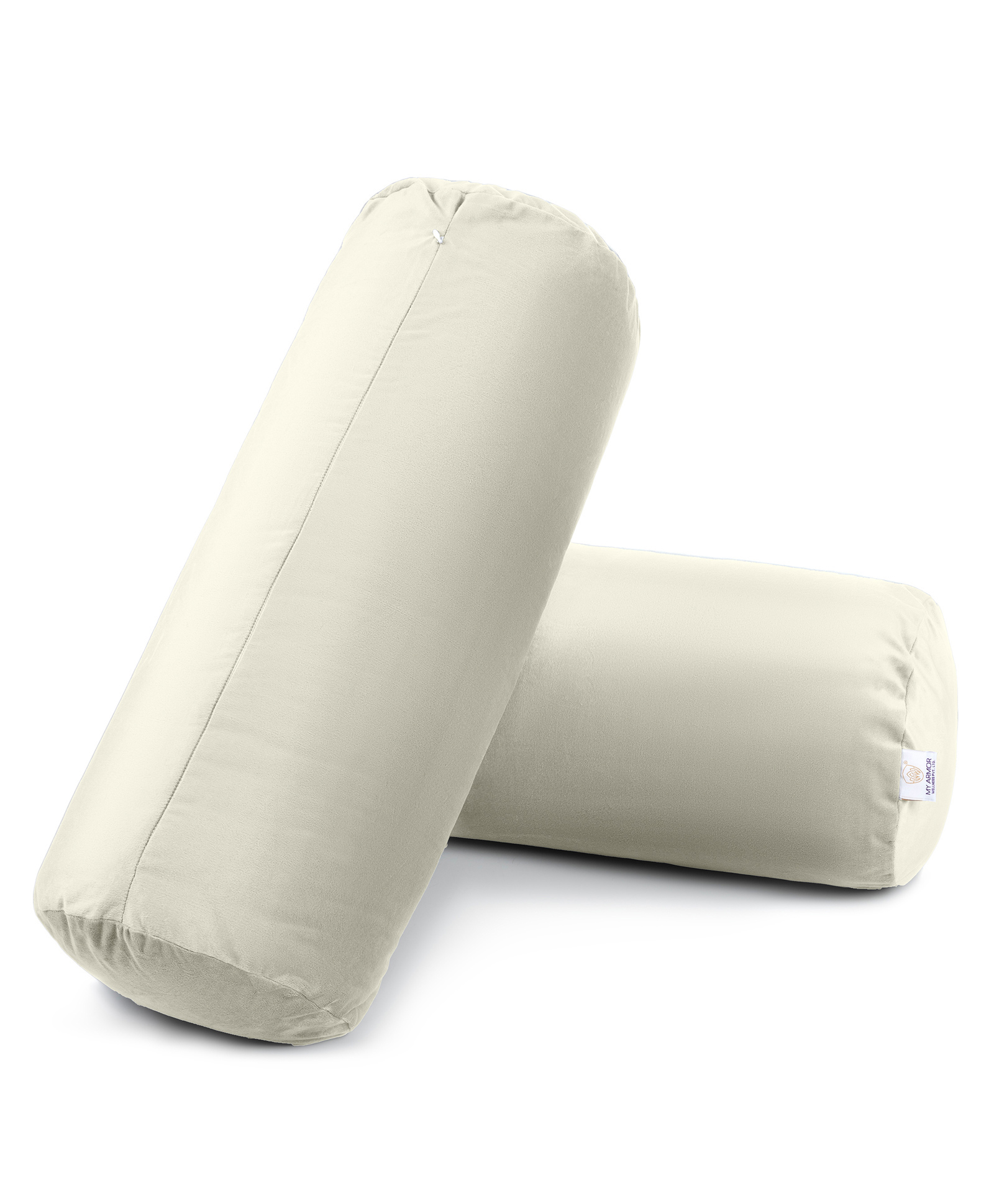 MY ARMOR Micro Fibre Bolster Pillow with Velvet Cover Pack of 2 - Cream-image-38