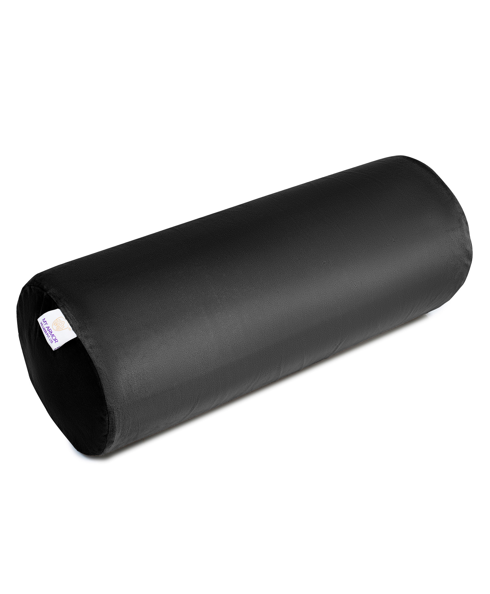 MY ARMOR Memory Foam Orthopedic Medium Size Bolster Pillow with Velvet Cover - Black-image-4