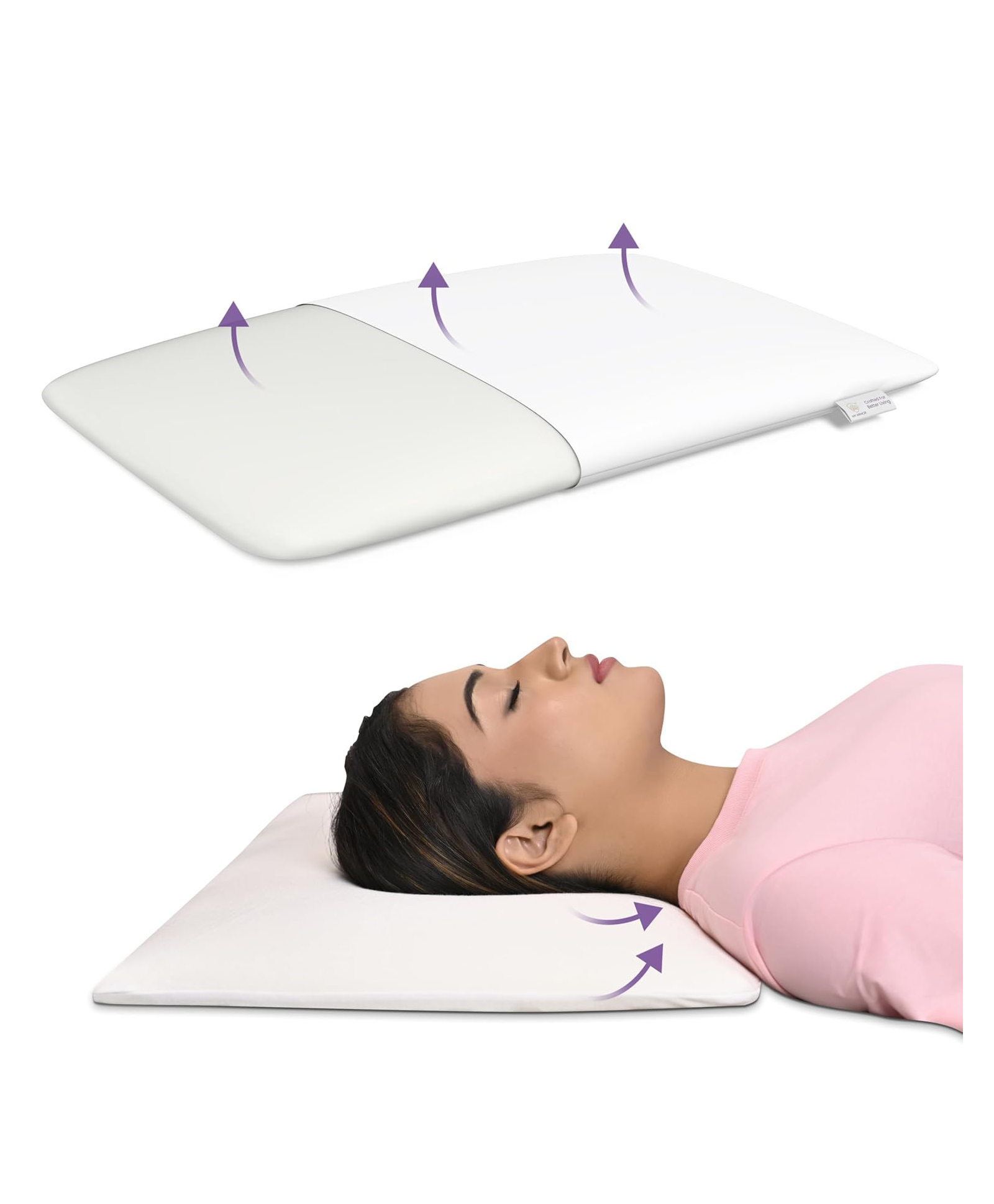 MY ARMOR Orthopedic Memory Foam Ultra Thin Pillow - White-image-34