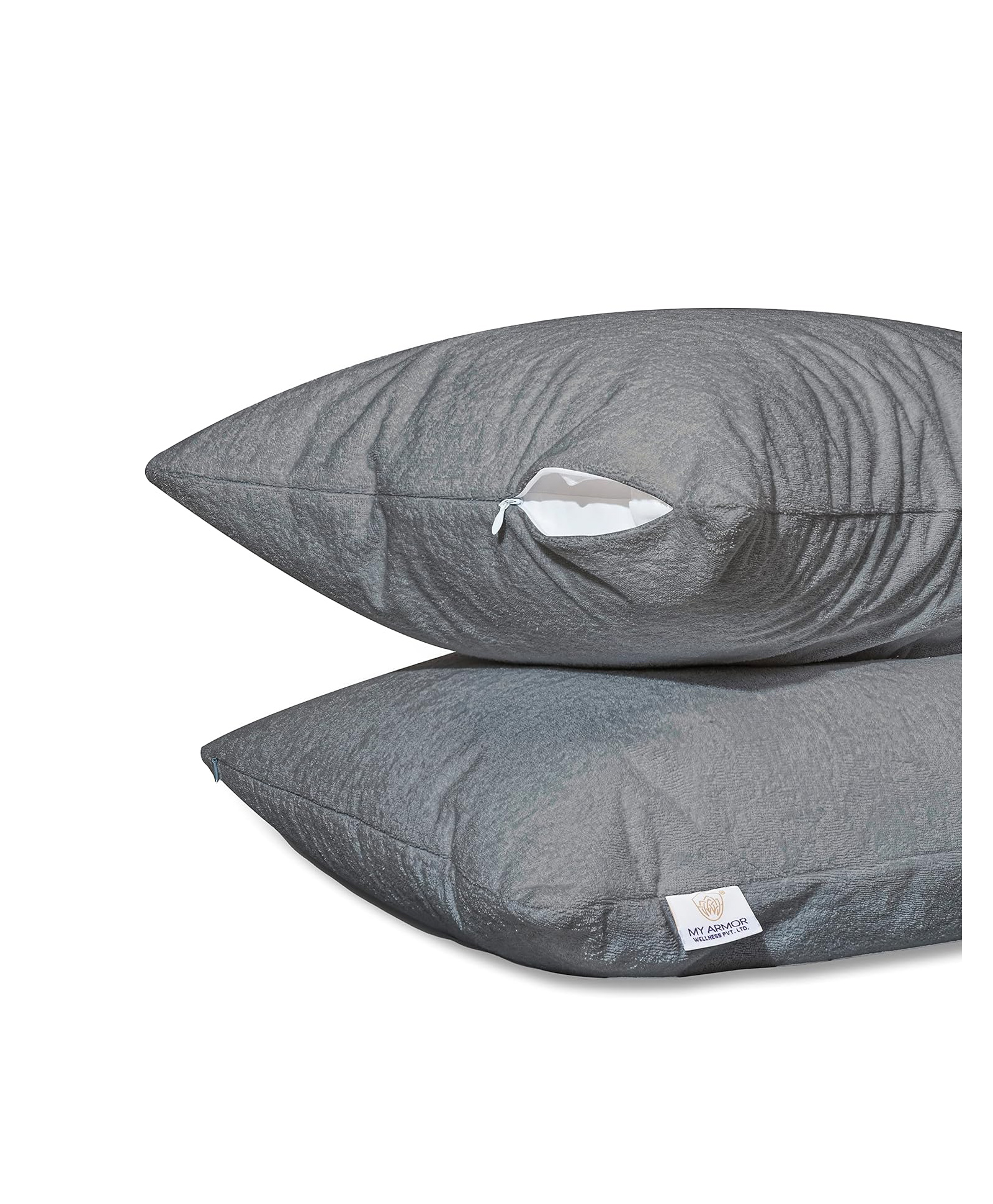 MYARMOR Cotton Terry Pillow Protectors Standard Size Set of 2 - Grey-image-32