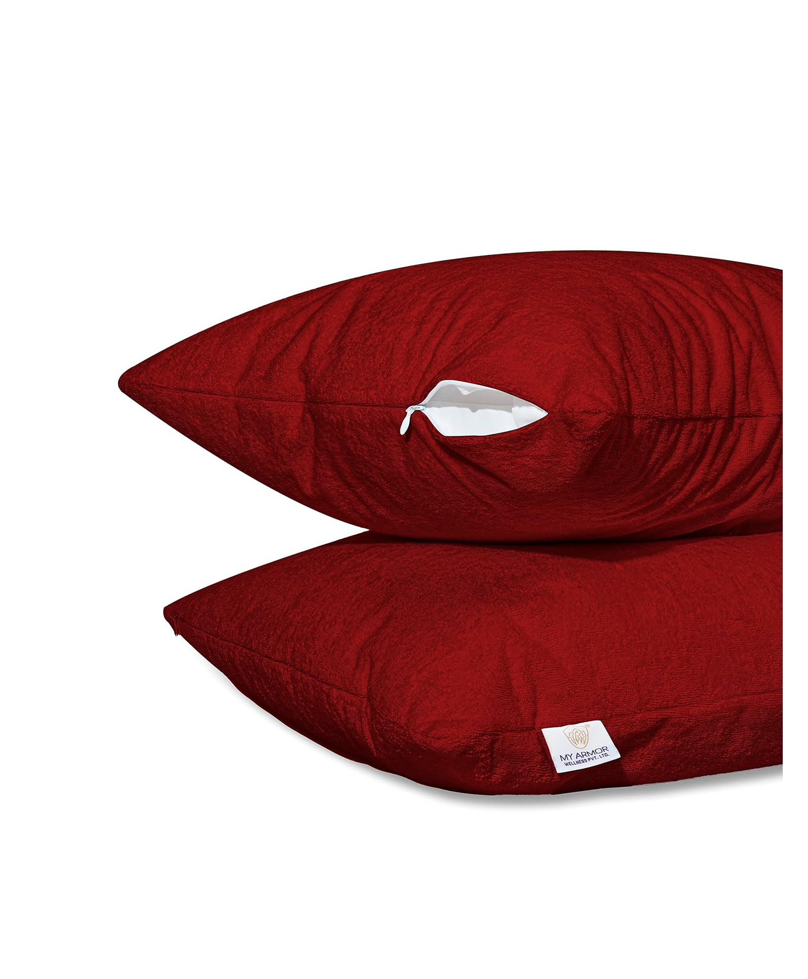 MYARMOR Cotton Terry Pillow Protectors Standard Size Set of 2 - Maroon-image-31