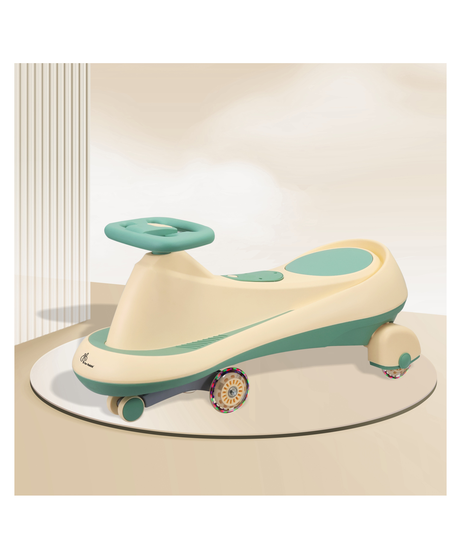 R for Rabbit Iya Iya Drift Swing Car With Light & Music - Peach Green