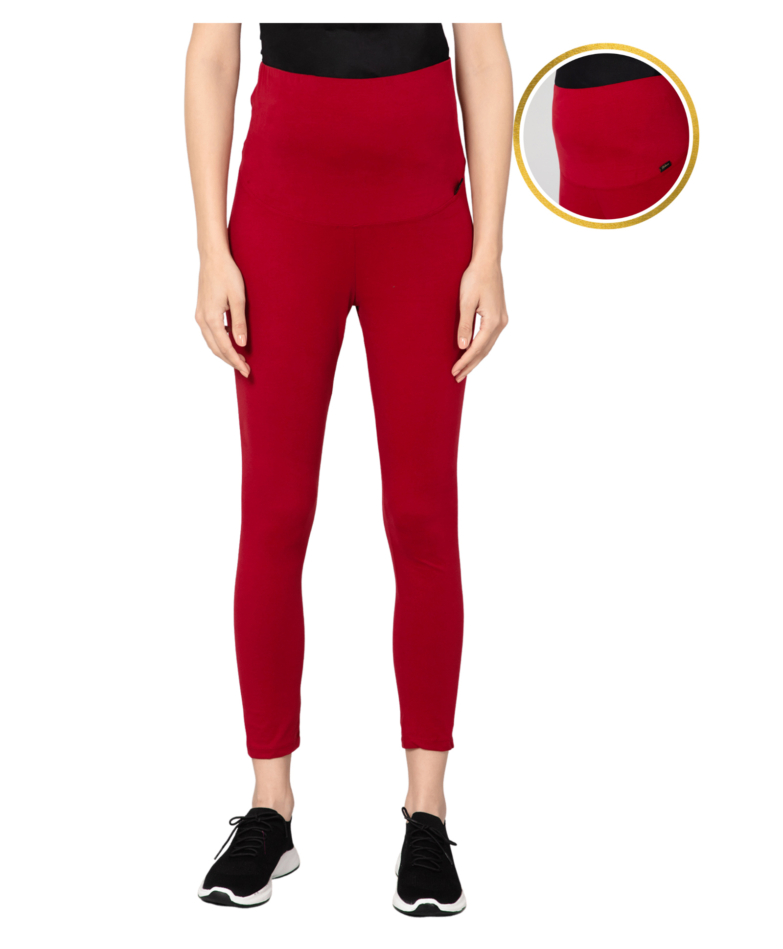Zelena Solid Maternity Yoga Outdoor Leggings - Maroon-picture-21