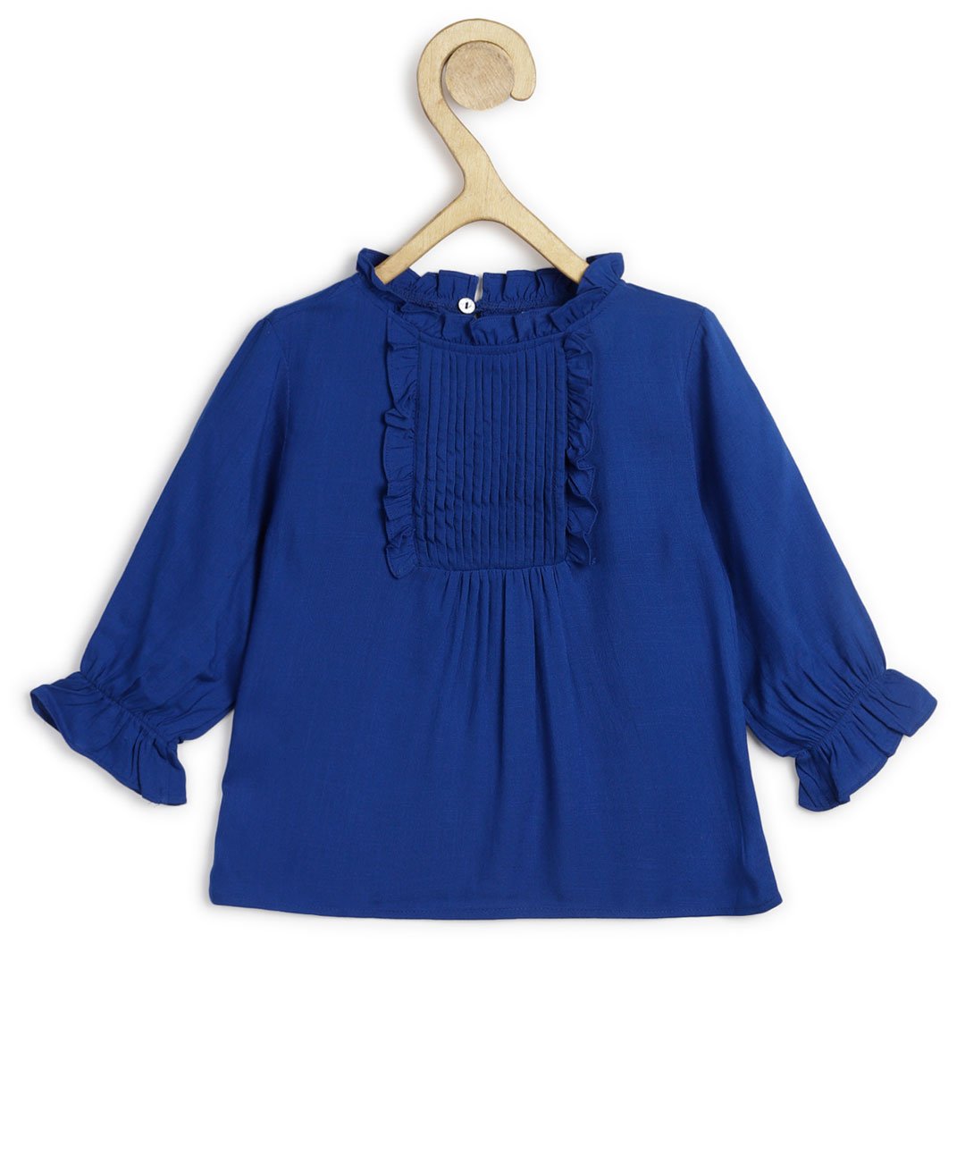 Chuppan Chupai Full Puffed Sleeves Bodice Pleated & Frilled Neckline Top - Blue-picture-24