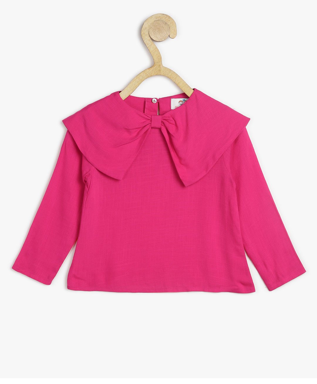 Chuppan Chupai Full Sleeves Bow Applique & Cape Detail Solid Top - Pink-picture-12