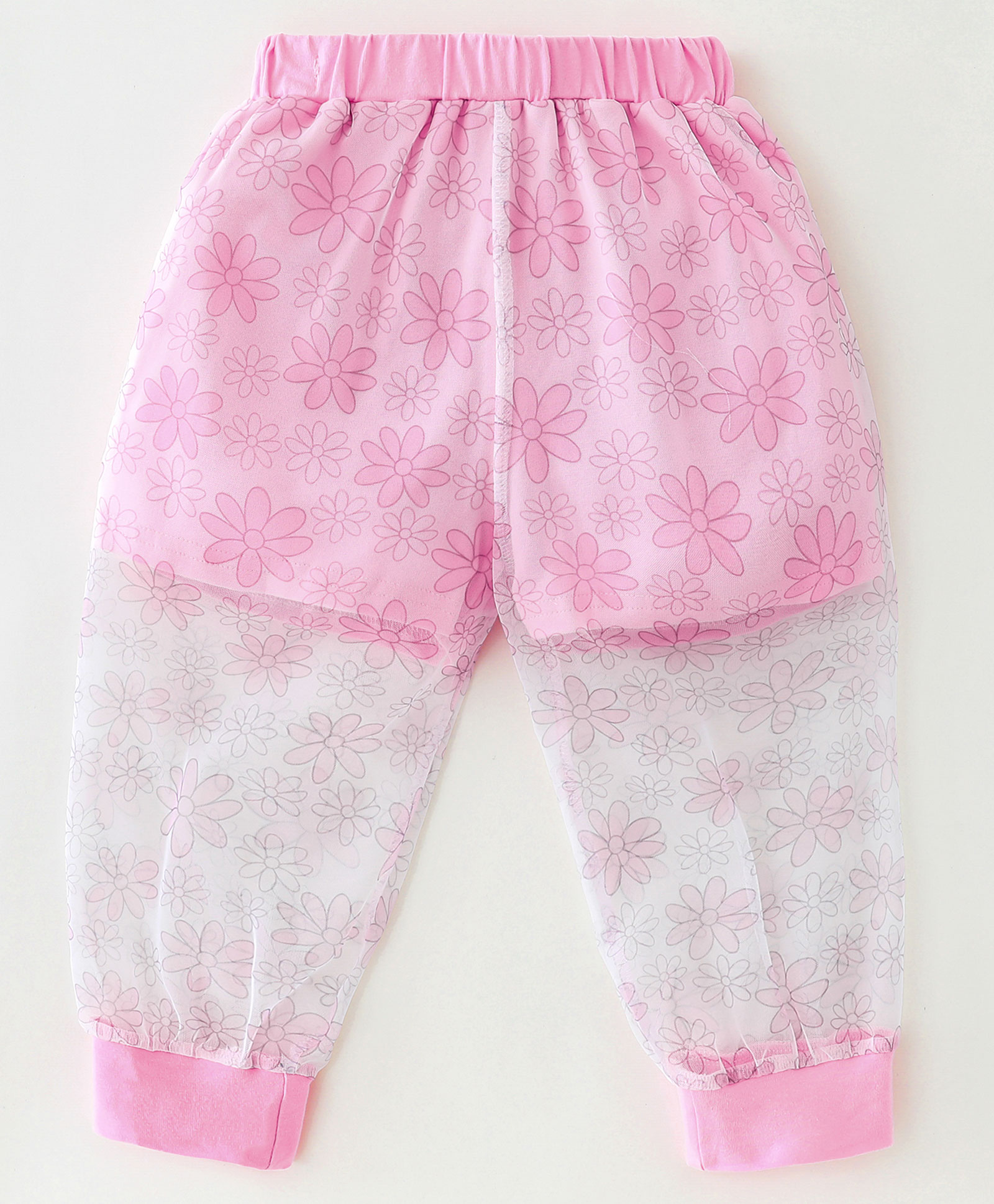 Kookie Kids Cotton Full Length Lounge Pant with Mesh Detailing - Pink-picture-16
