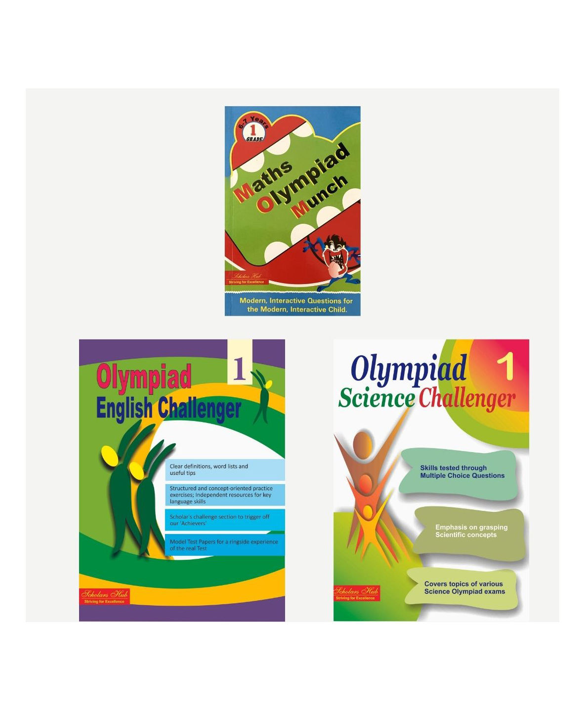 Scholars Hub Olympiad Book Combo For Class 1 English Olympiad Challenger Class 1 Science Olympiad Challenger Class 1 & Maths Olympiad Munch 1 With Answer Key Set of 3 Books - English-image-7