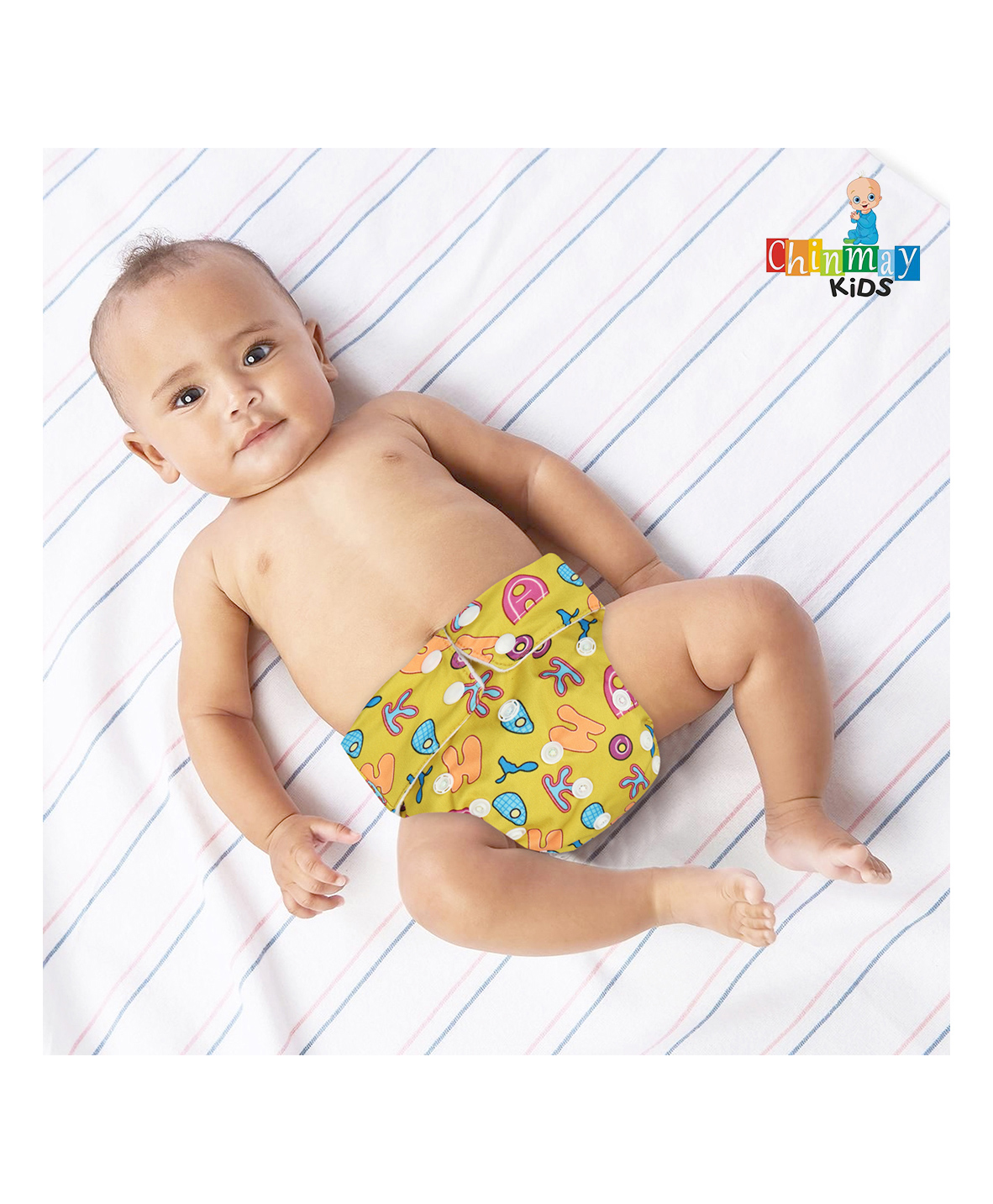 Chinmay Kids  Freesize Reusable Washable Adjustable Snap Buttons Cloth Diaper For Babies With Wet Free Insert Pads Leak Proof & Dry Feel-  Yellow-image-47