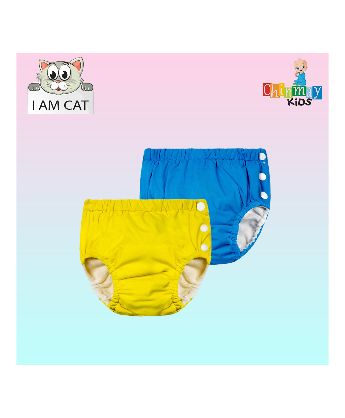 Chinmay Kids Reusable Swimwear Diaper Pants Set Of 2 - Blue & Yellow-picture-34