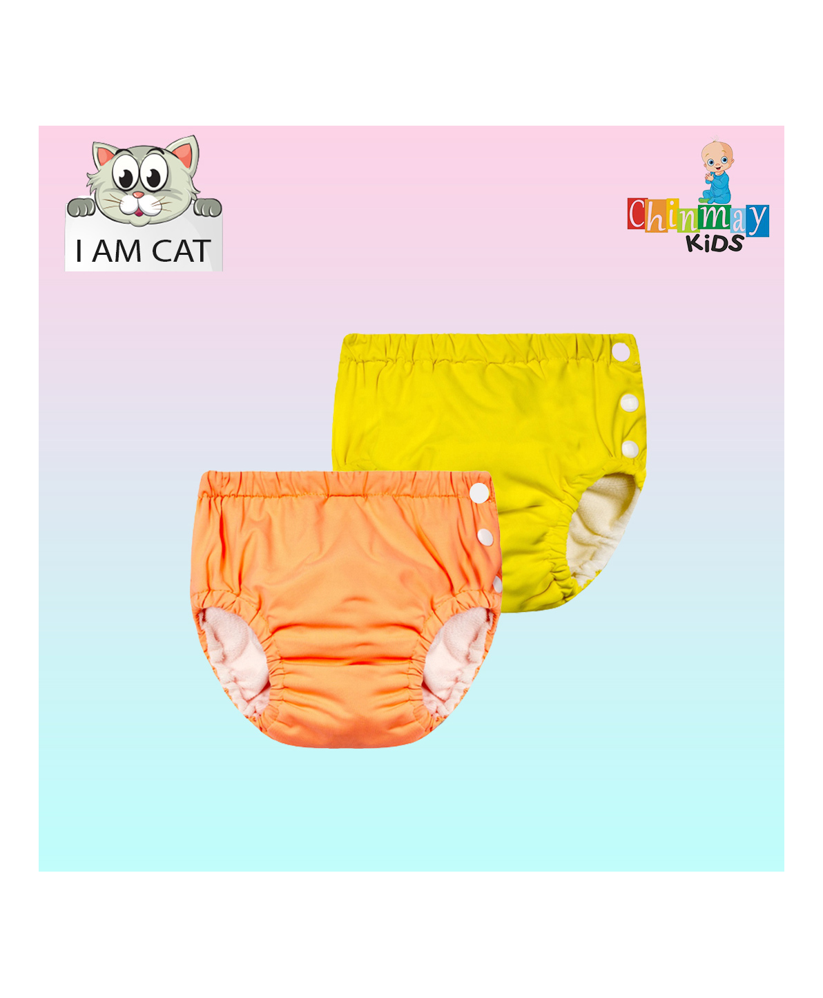Chinmay Kids Reusable Swimwear Diaper Pants Set Of 2 - Orange & Yellow-picture-32