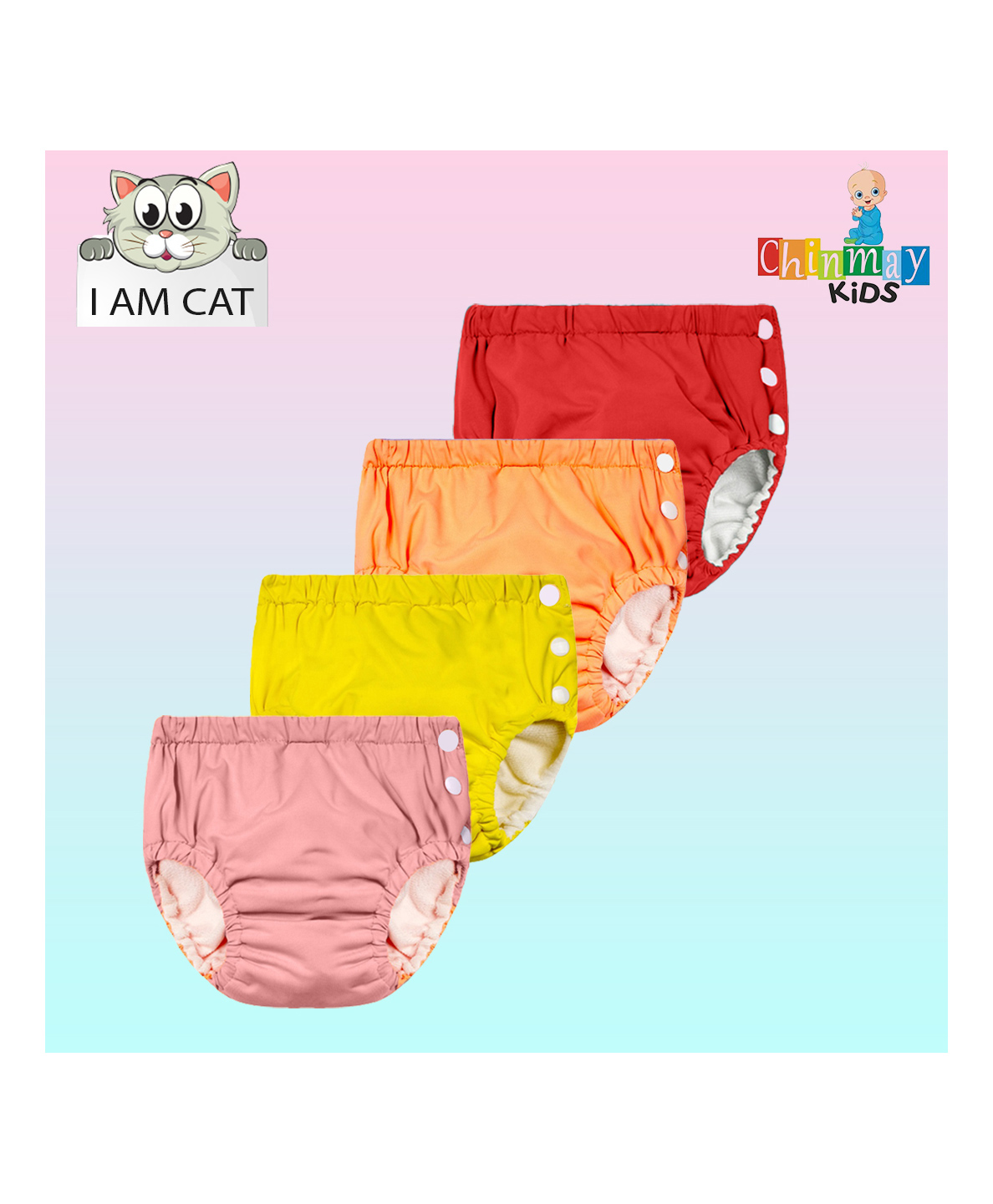 Chinmay Kids Swimming Pants Reusable Swimwear Diaper Pants For Unisex Pack of 4- Multicolor