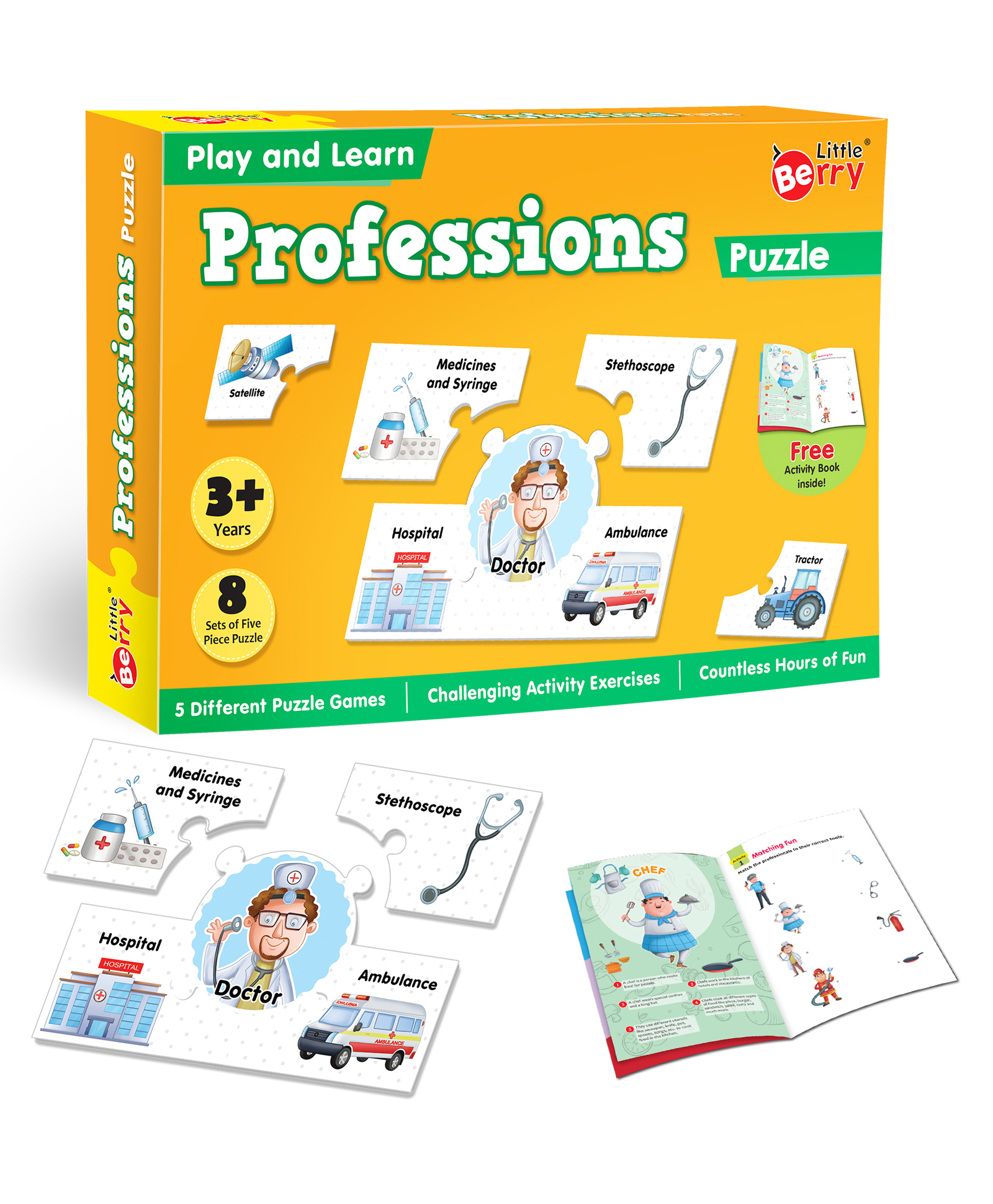 Little Berry Professions Play & Learn Puzzle with Activity Book for Kids Multicolor - 40 Pieces-picture-28