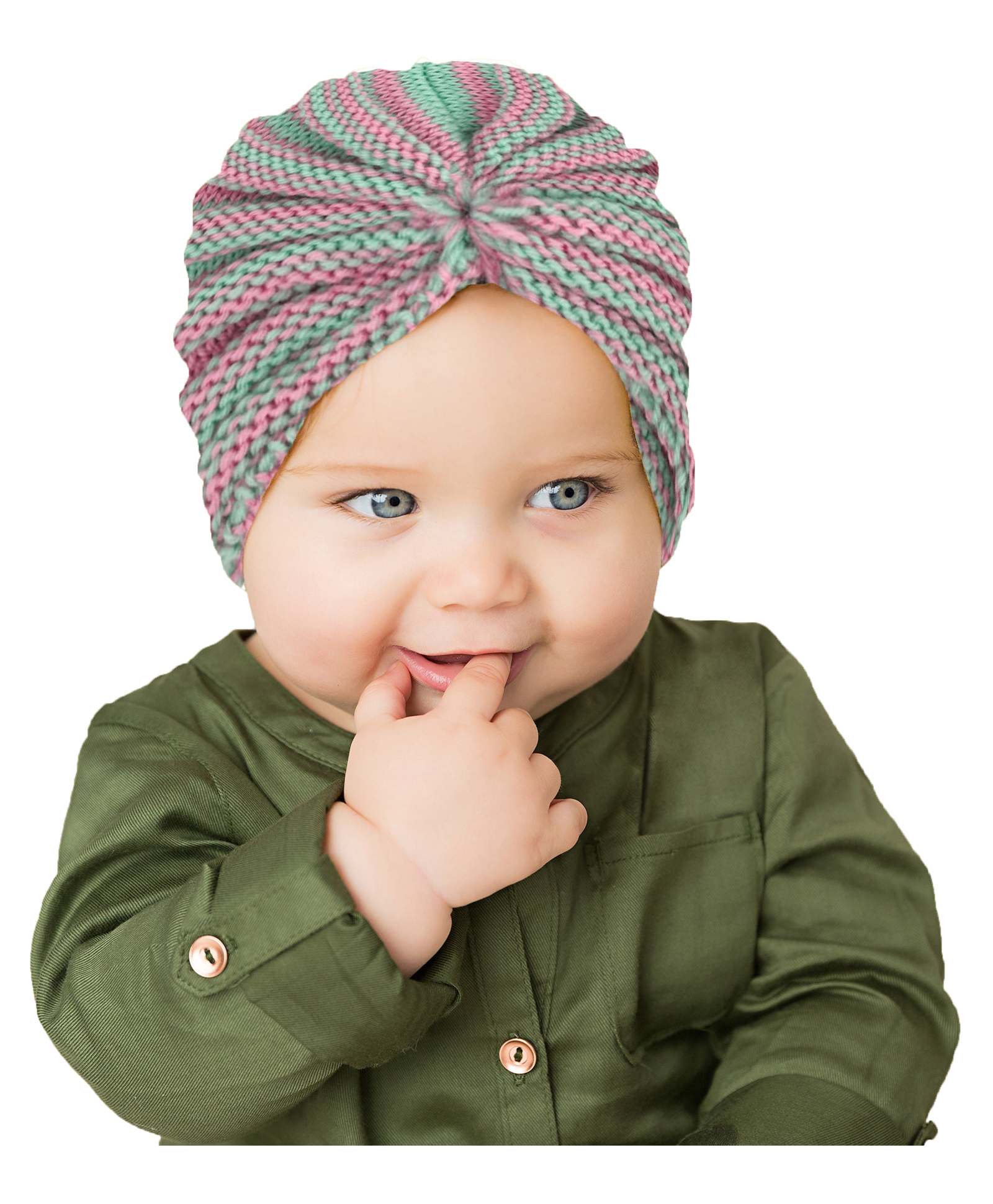 SYGA Autumn & Winter Warm Knit Stripes Woolen Knotted Hat Turban- Multicolor-picture-34