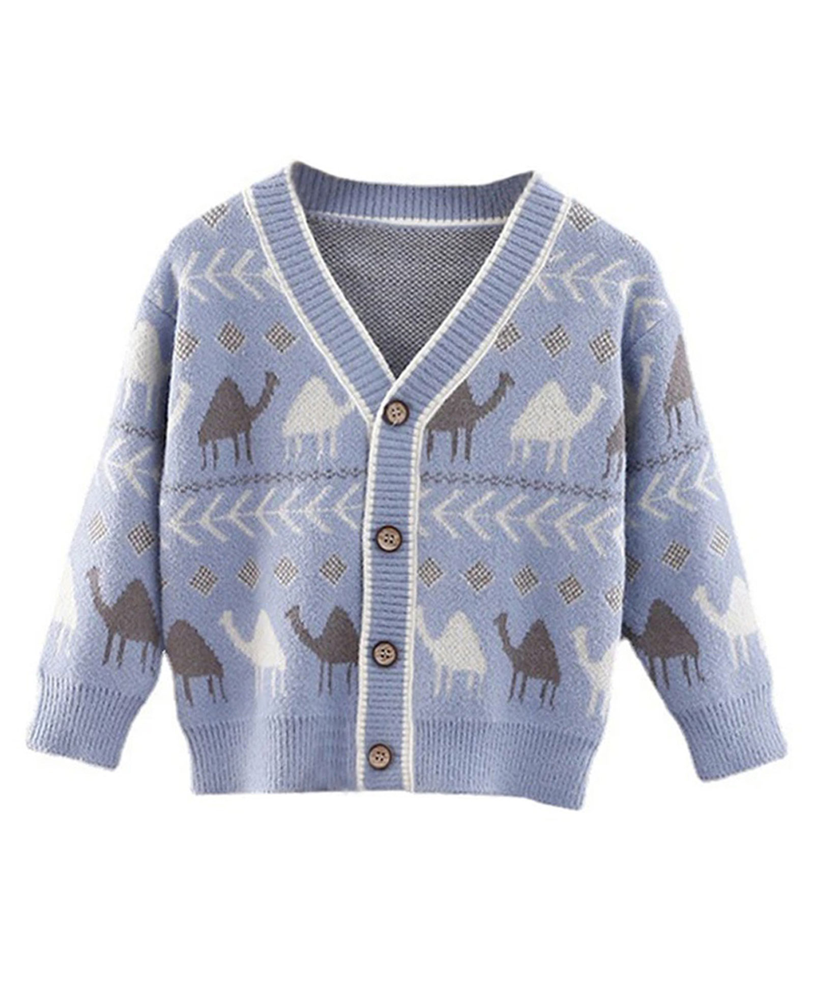 Little Surprise Box Full Sleeves Camel Troop Design Detailed Cardigan Sweater - Blue-picture-34
