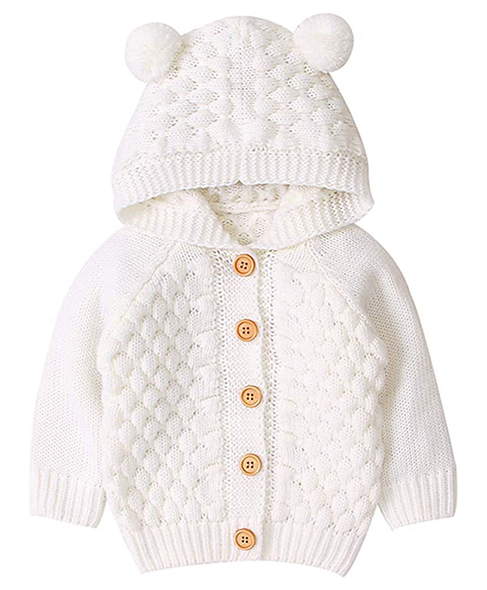 Little Surprise Box Full Sleeves Knitted Hooded Sweater - Cream-picture-36