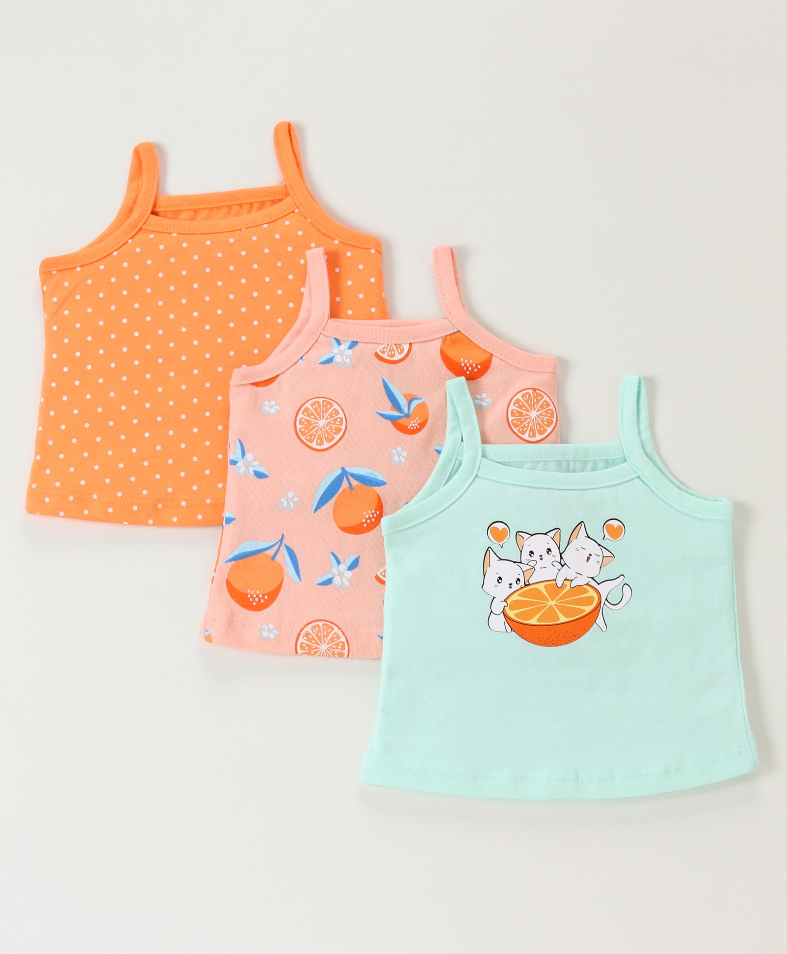 Babyhug 100% Cotton Antibacterial Dot & Orange print Slips Pack of 3 - Multicolor-picture-28