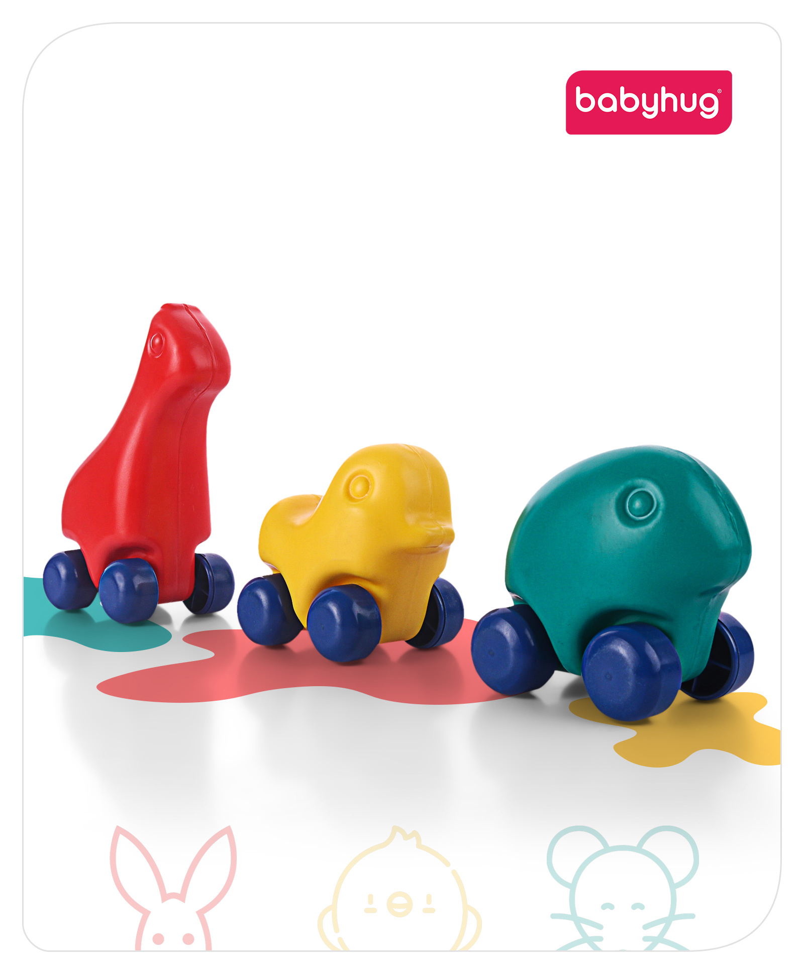 Babyhug My First Rolling Pets Set of 3 - Multicolour
