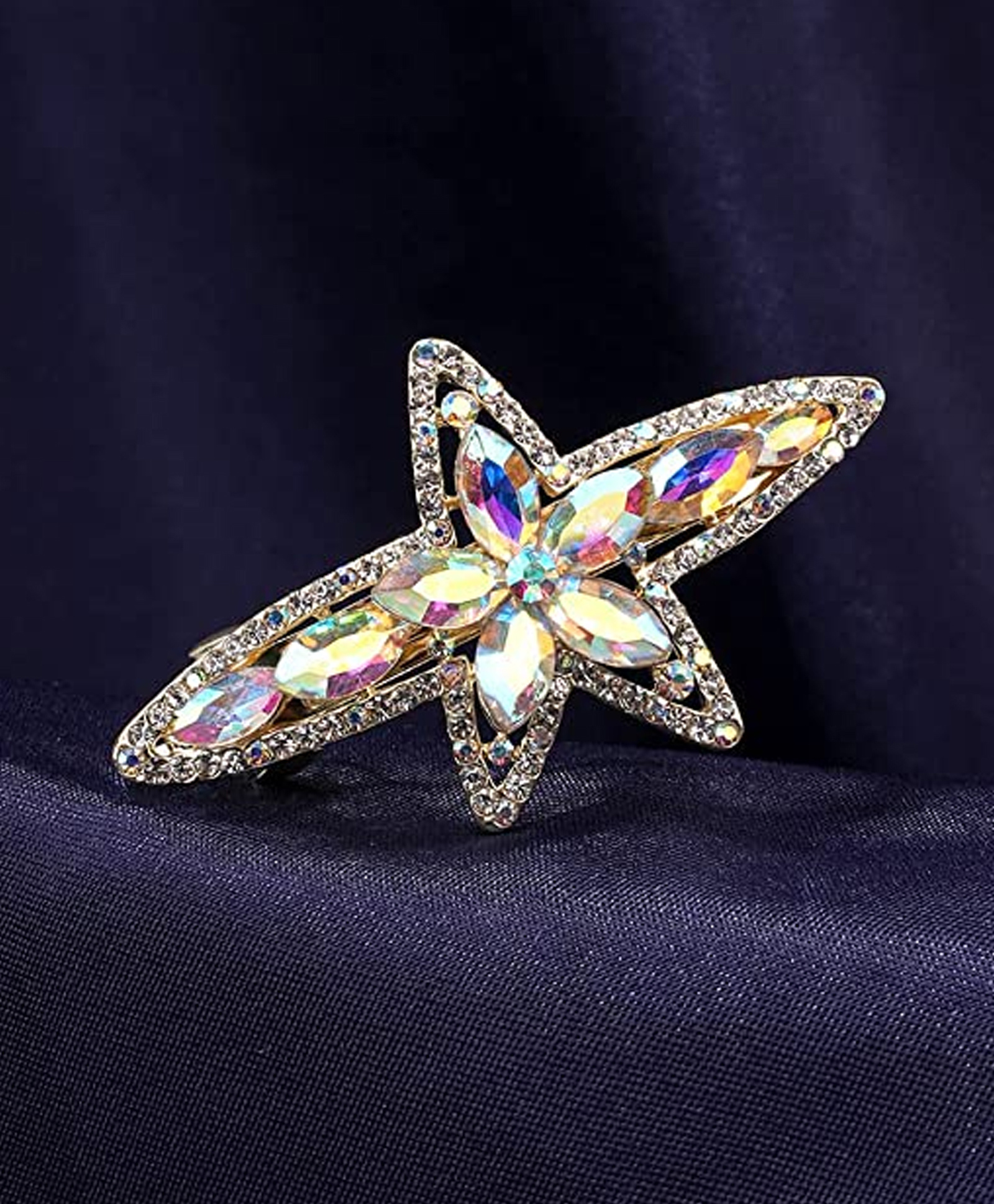 Yellow Chimes Stone Embellished Star Design French Barrette Hair Clip -White  for Girls (3-15 Years) Online in India, Buy at  - 13008778