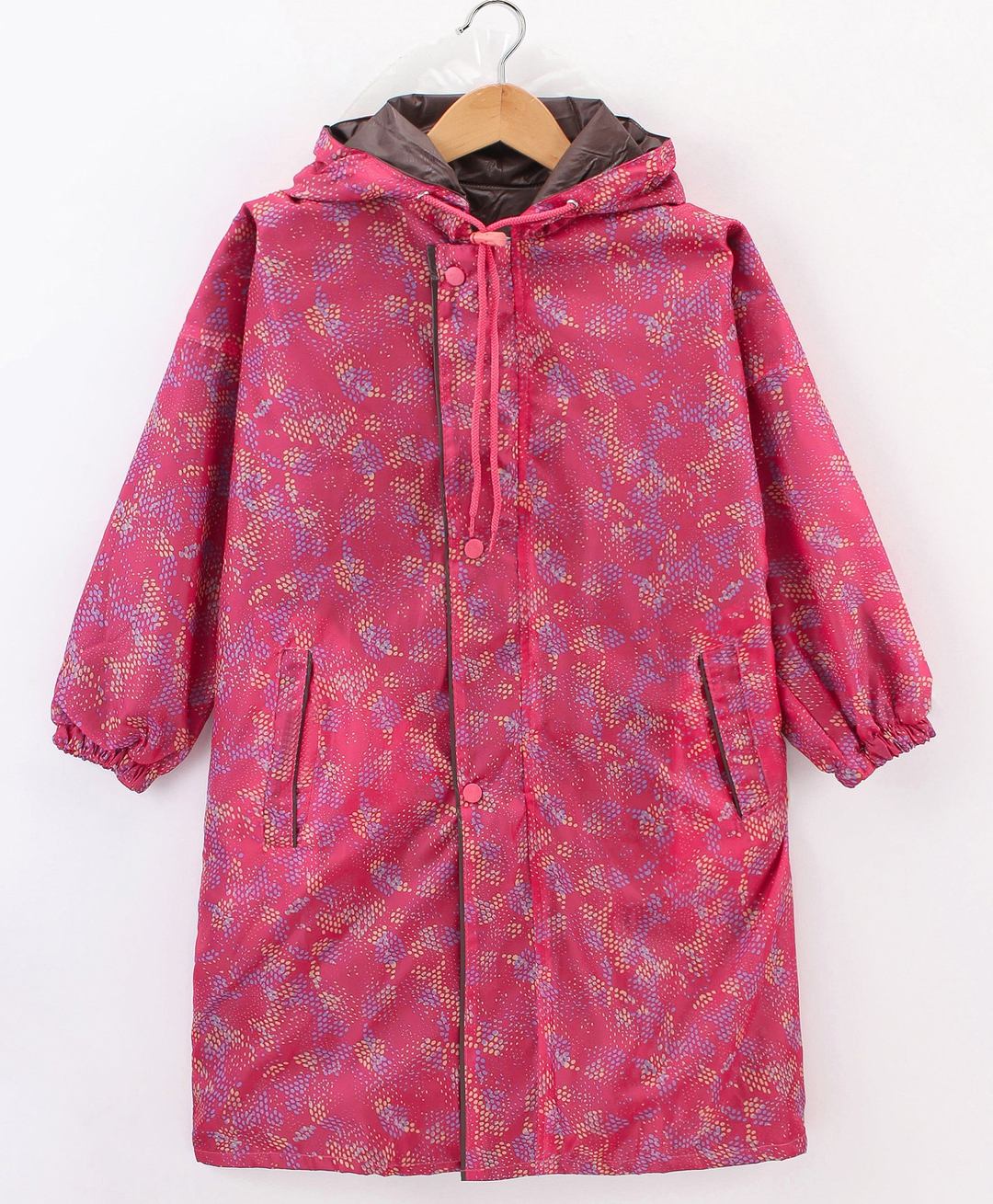 Clownfish Full Sleeves Hooded Raincoat Dots Print - Red