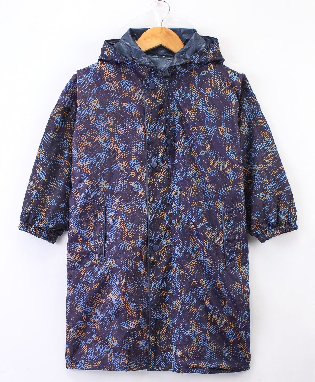 Clownfish Full Sleeves Hooded Raincoat Dots Print - Blue-image-6