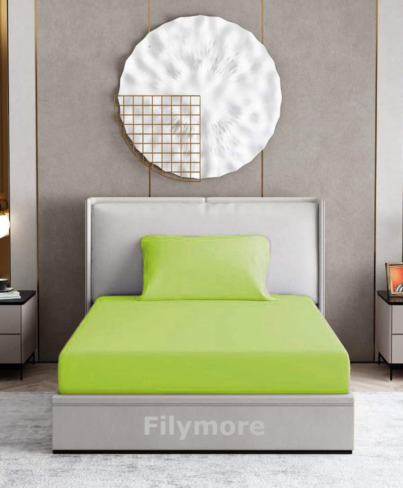 Filymore Single Bed Bedsheet 240 TC Pure Microfiber with 1 Pillow Cover Small Size - Neon Green-image-4