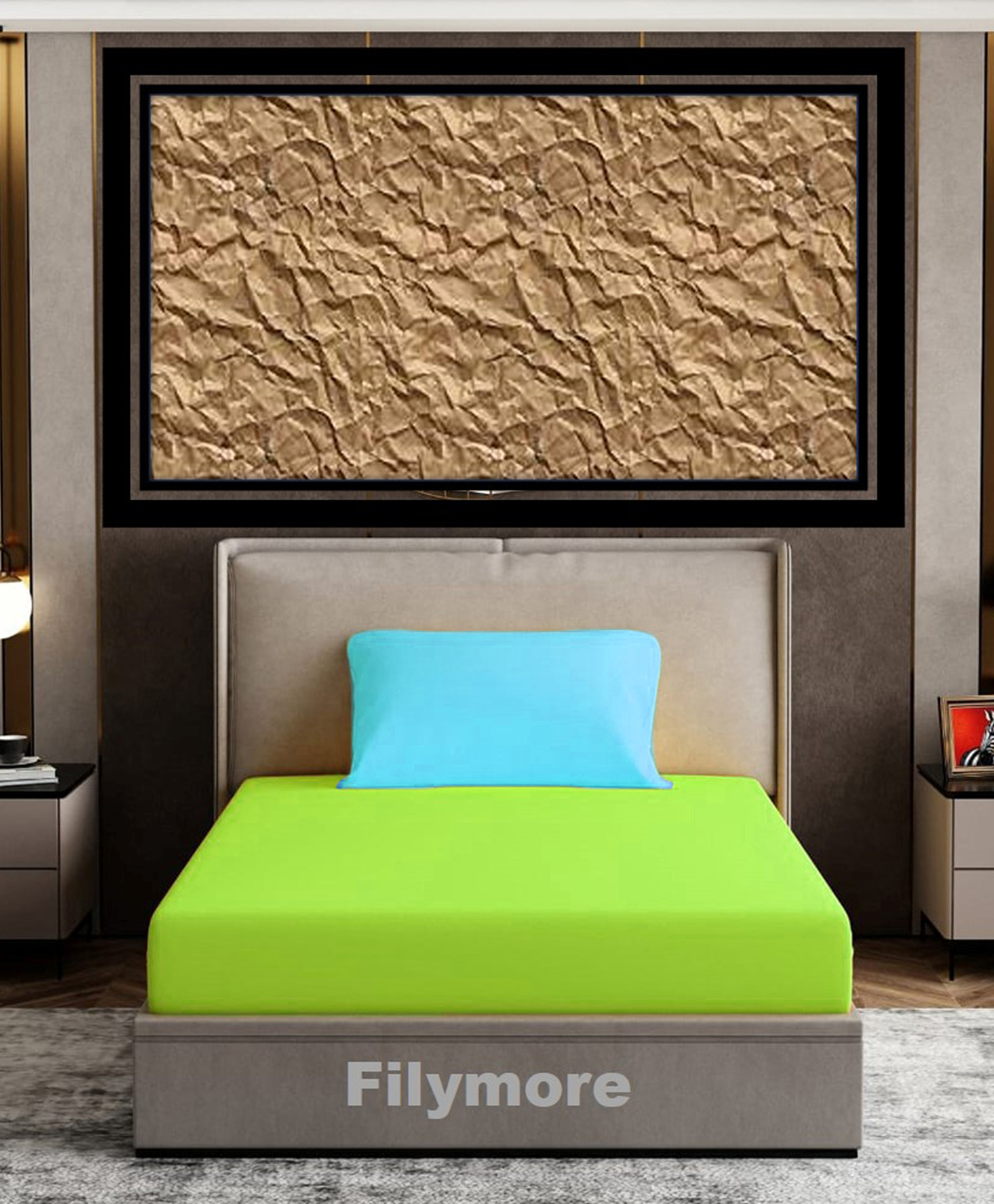 Filymore Plain Solid Single Bedsheet with Unique Colour Pattern Designer Bedsheet Made Of Pure Microfiber with 1 Pillow Cover - Green & Aqua-picture-13