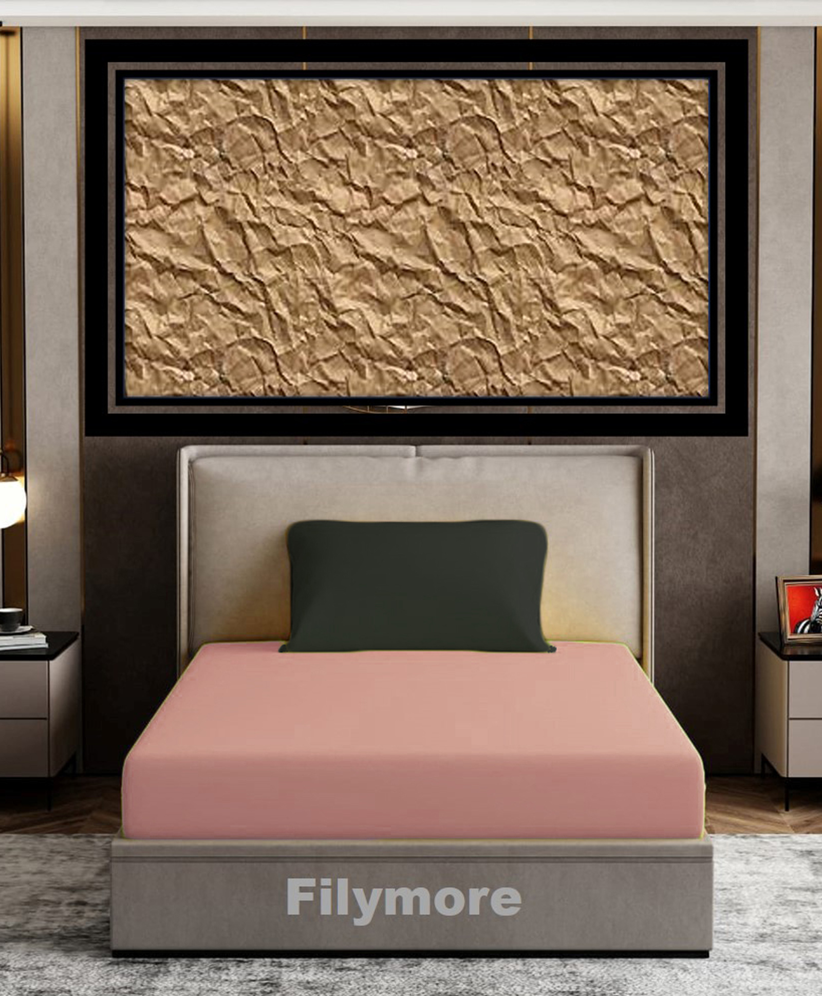 Filymore Plain Solid Single Bedsheet with Unique Colour Pattern Designer Bedsheet Made Of Pure Microfiber with 1 Pillow Cover - Pink & Black-picture-32