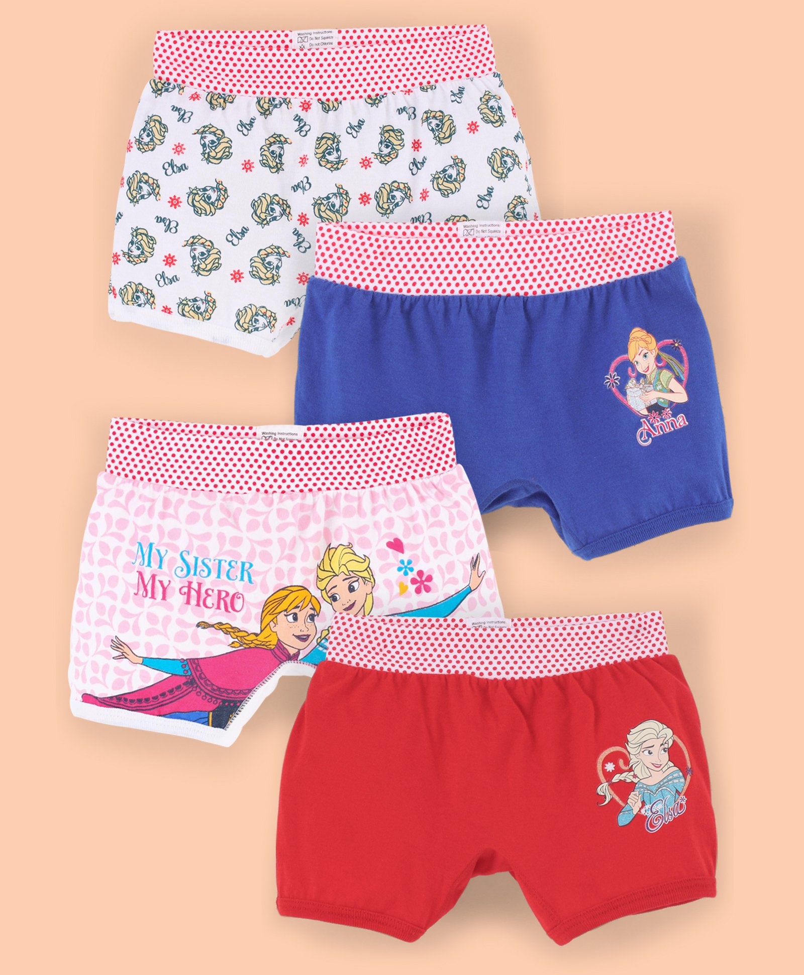 Bodycare Cotton Shorts Disney Frozen Print Pack of 4 - Red & Pink-image-37