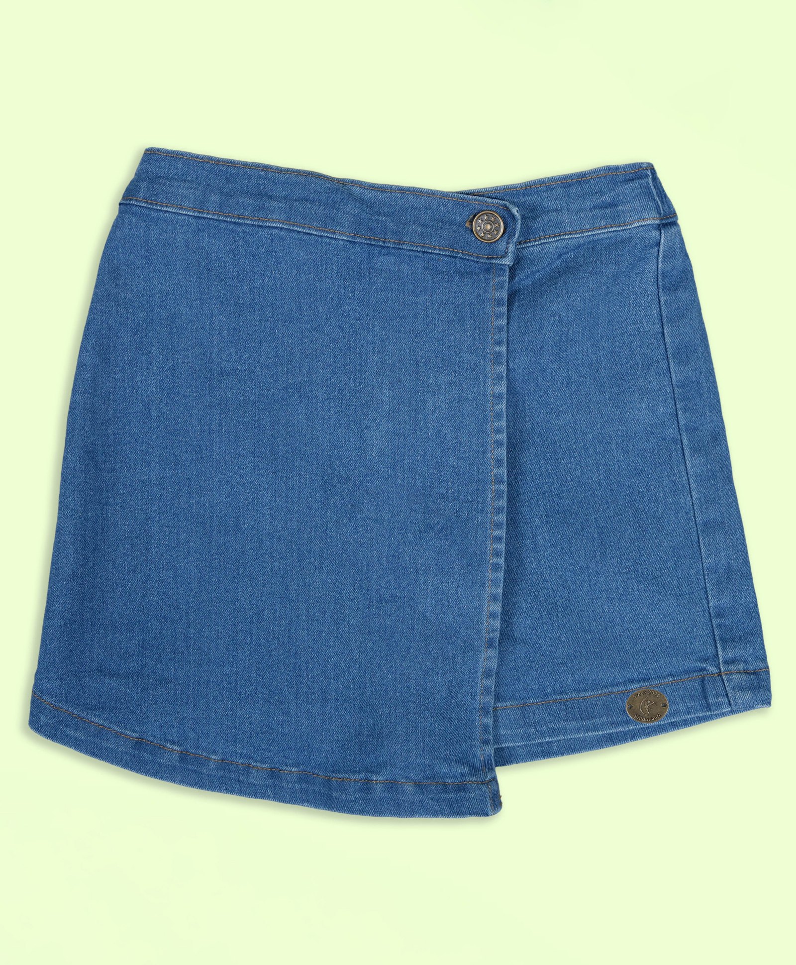 Kiddopanti Solid Denim Skort - Blue-picture-21