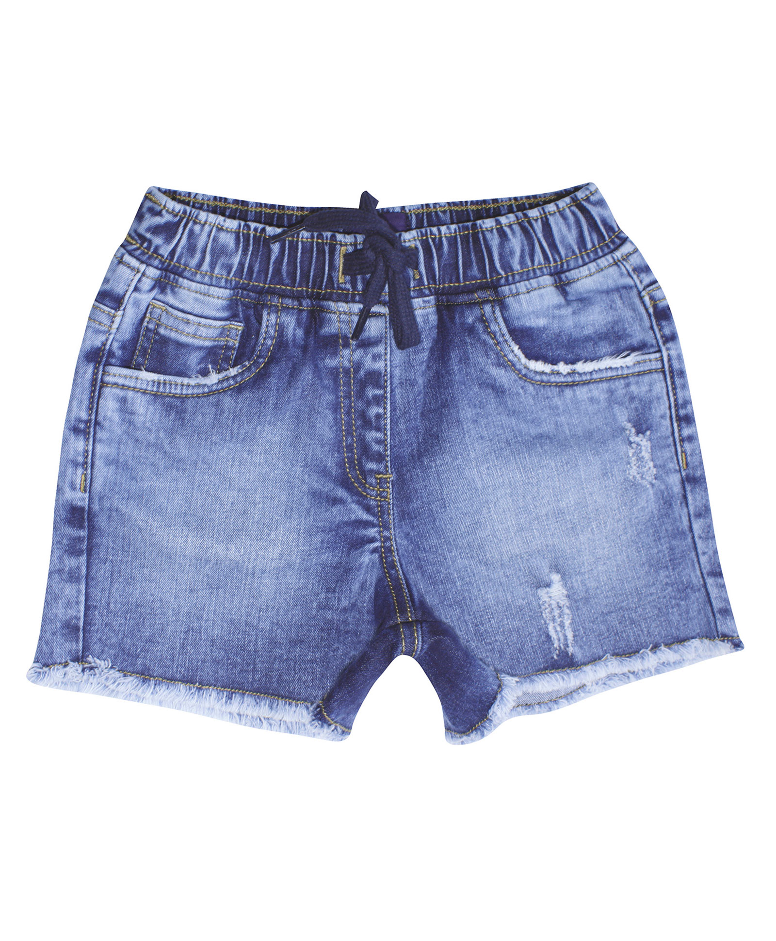 Kiddopanti Solid Acid Washed Lild Distressed Shorts - Blue-image-28