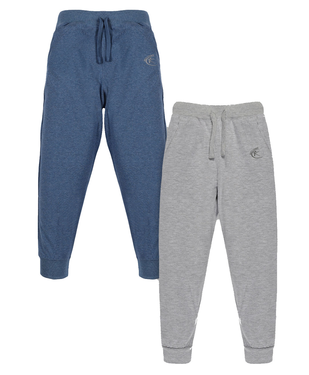 Kiddopanti Unisex Pack Of 2 Solid Track Pants - Blue Melange Grey Melange-picture-27