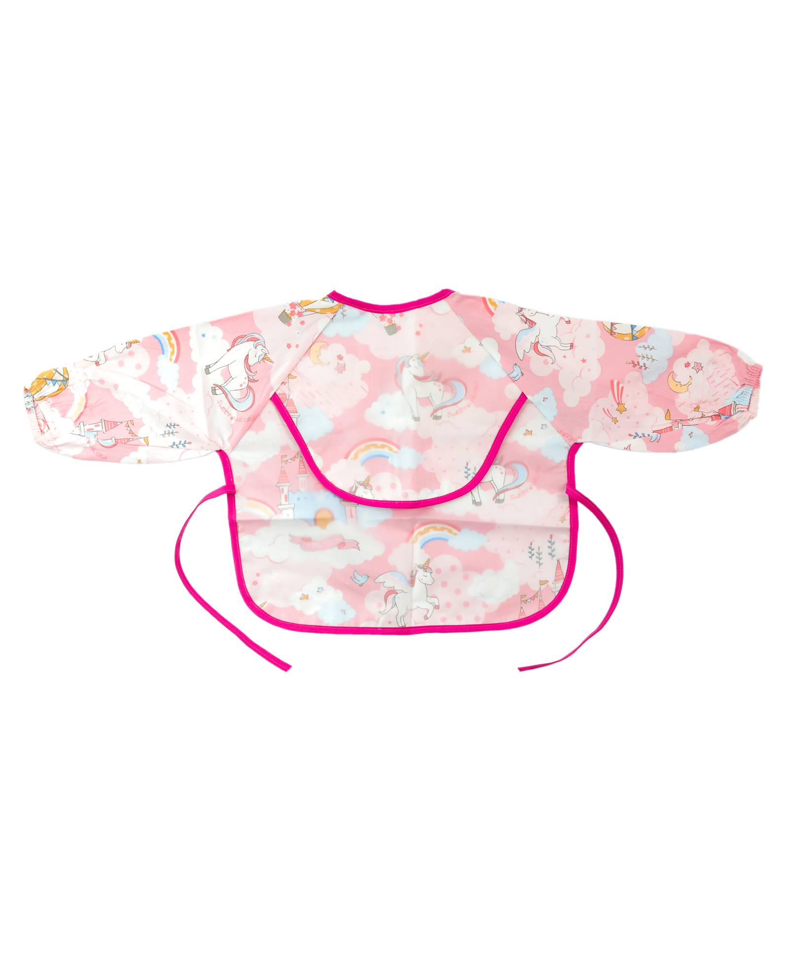 Thread Fairy Full Sleeves Washable Waterproof Baby Feeding Bibs Baby Bib Shirt with Pocket Unicorn Small - Pink-picture-15