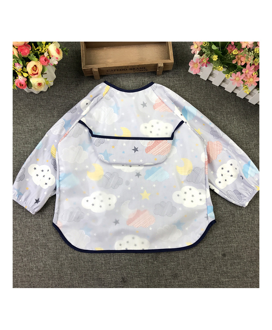Thread Fairy Full Sleeves Washable Waterproof Baby Feeding Bibs Shirt with Pocket - Blue-picture-13