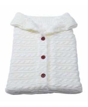 Thread Fairy Knit Wool Warm Swaddle Blanket Sleeping Bag- White-picture-17