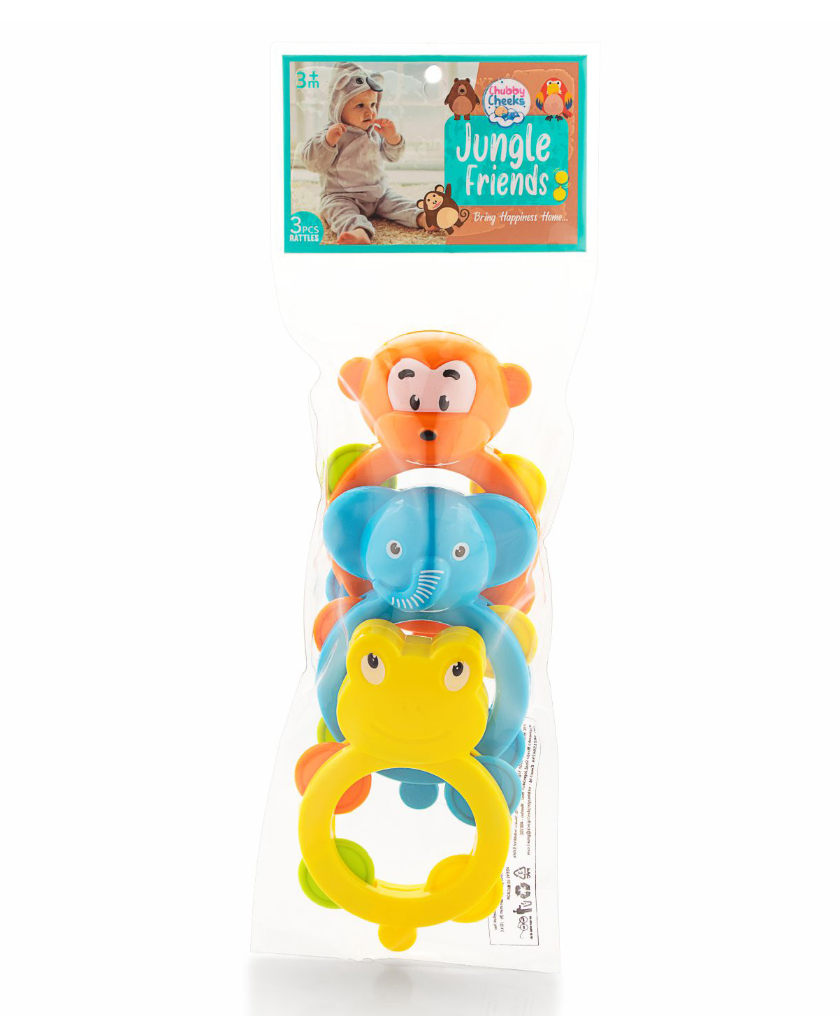 Sunny Jungle Friends Animal Shaped Rattle Set of 3 - Multicolour-image-41