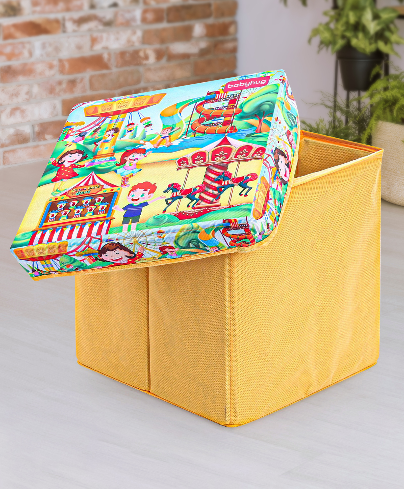 Babyhug  Foldable Storage Box With Lid Theme Park - Yellow-picture-19
