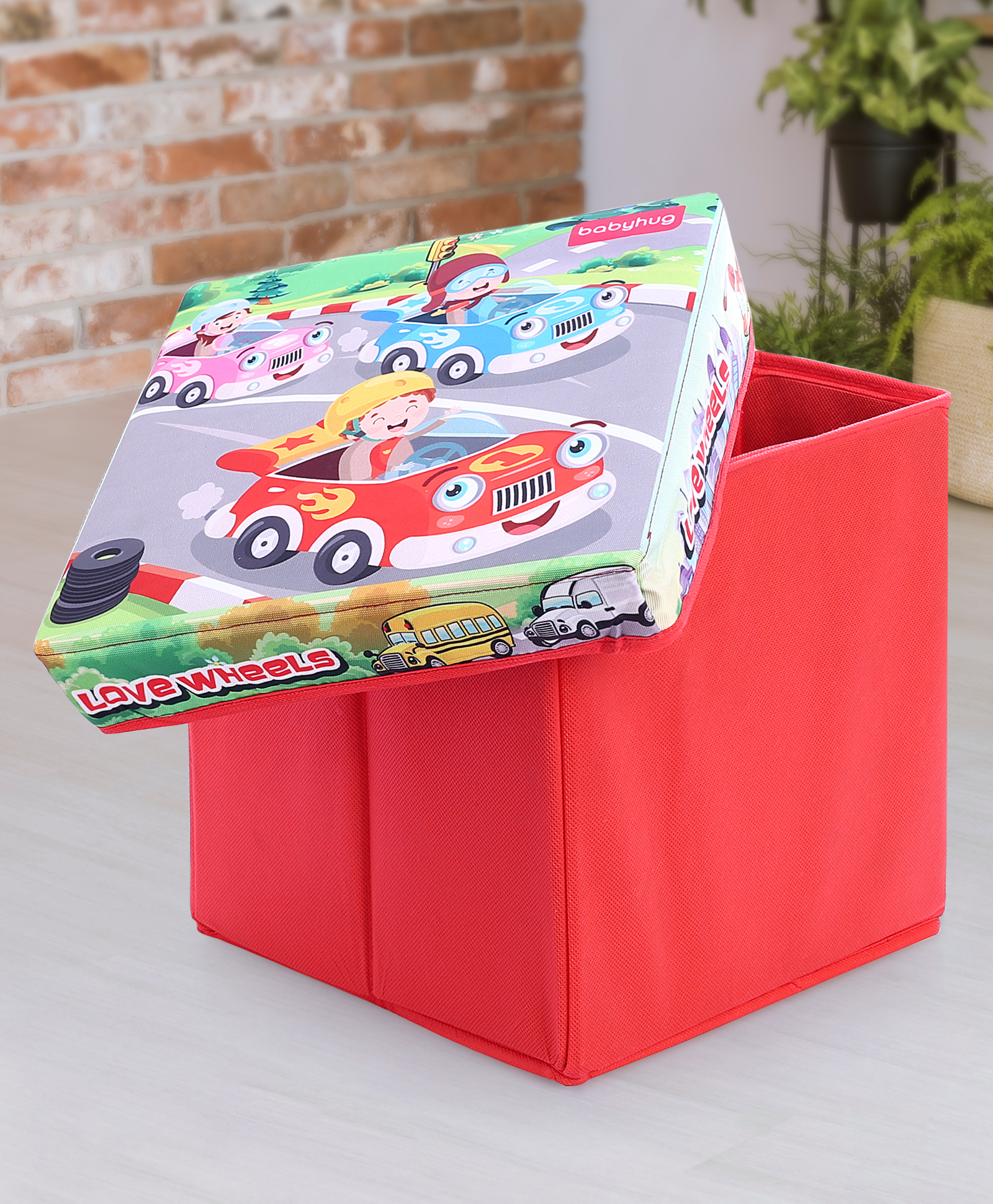 Babyhug  Foldable Storage Box With Lid Car - Red-picture-21