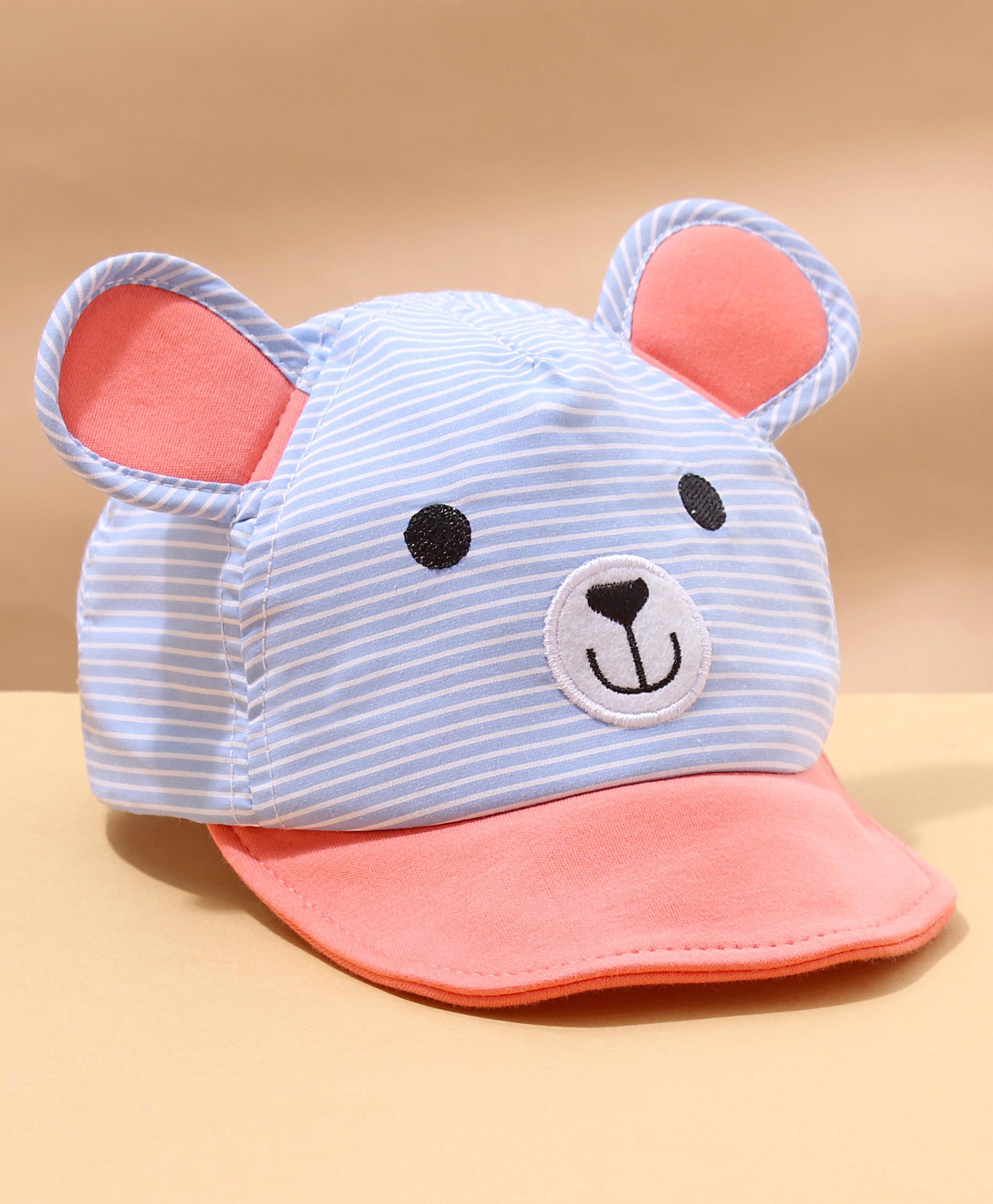 Babyhug Cotton Bear Print With Stripes & Ear Applique Baseball Cap Multicolour - Circumference 45 cm-picture-14
