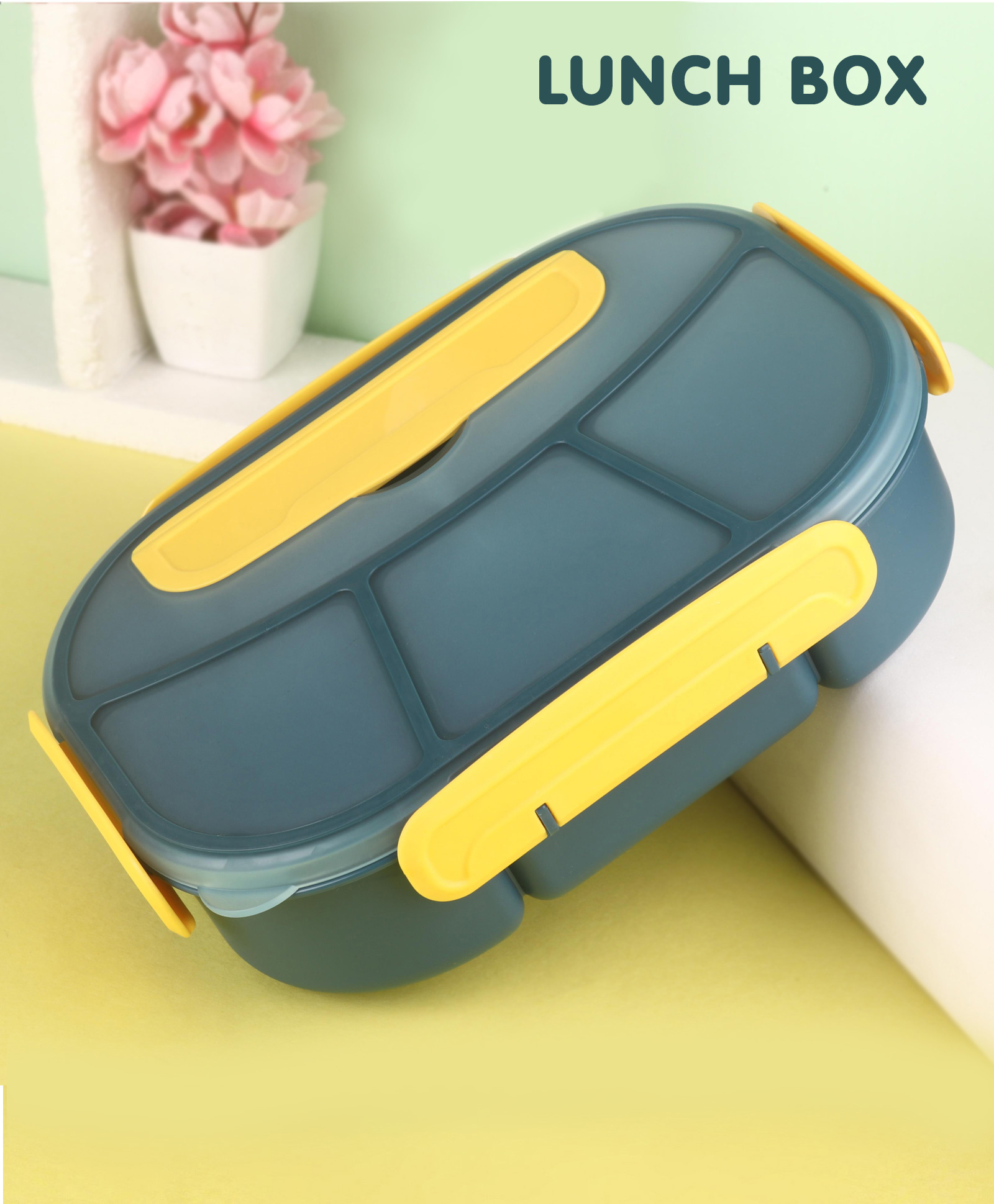 Multi Section Plastic Lunch Box 1750 ml- Blue-image-30