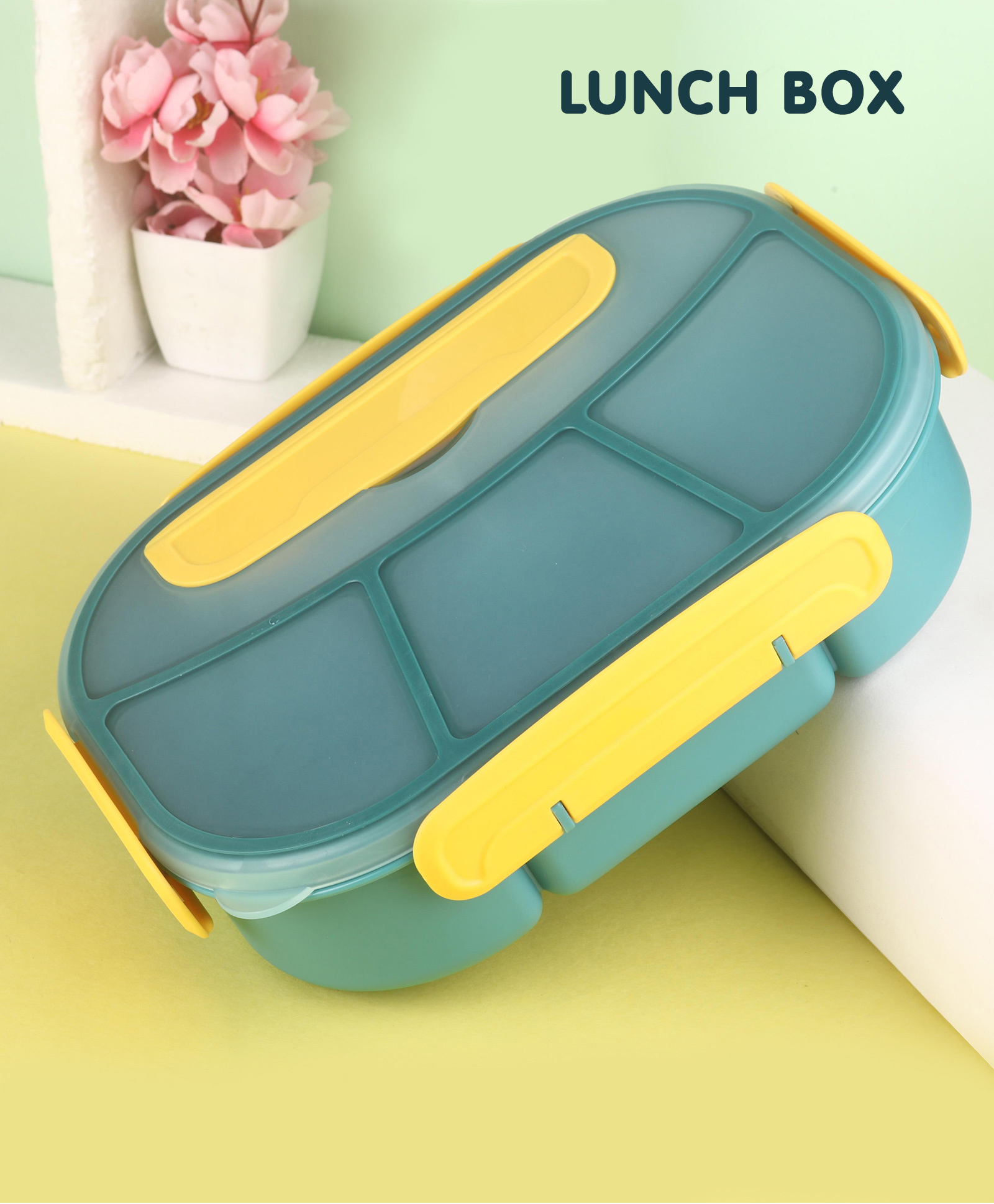 Multi Section Plastic Lunch Box 1750 ml- Light Blue-image-28