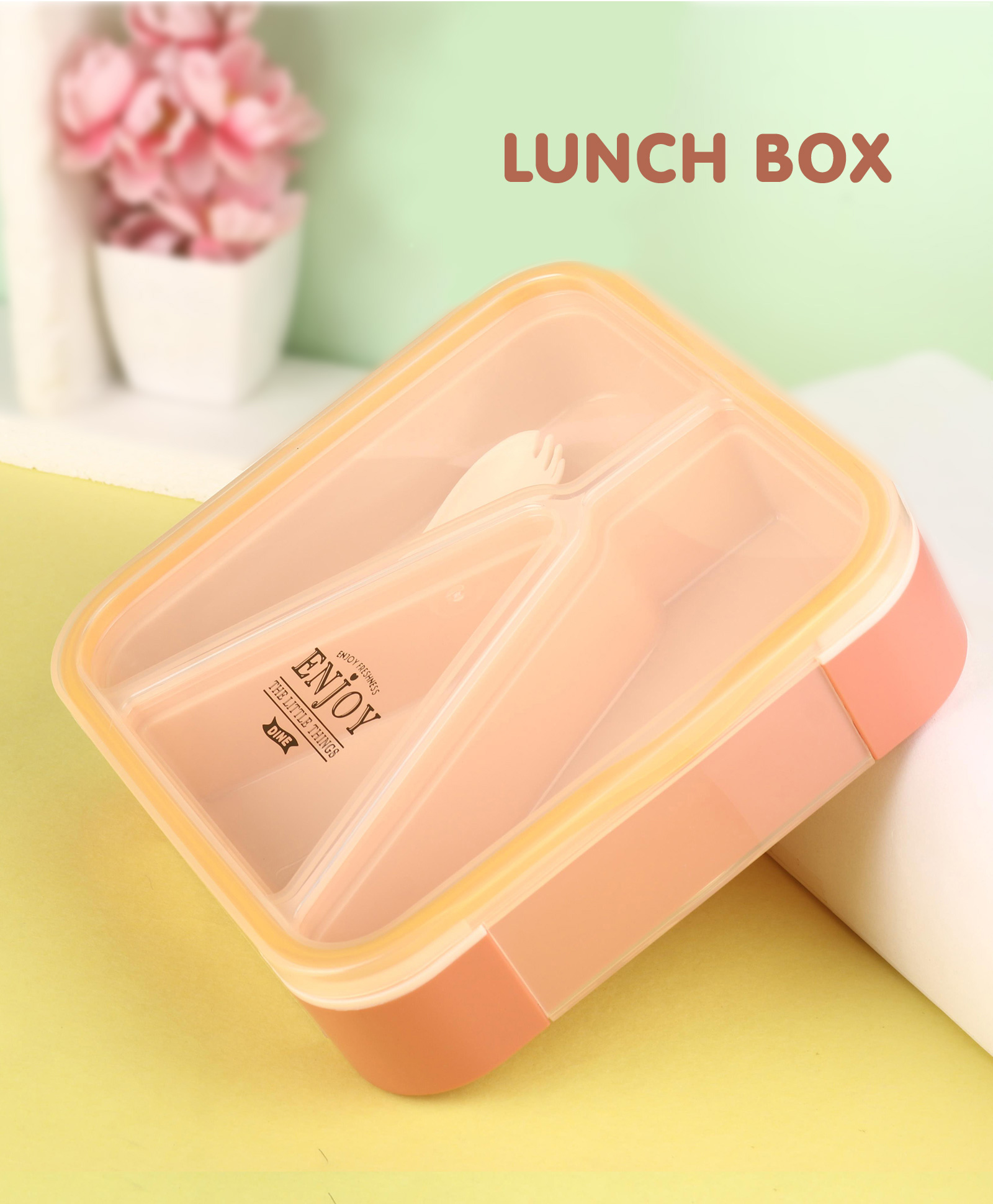 Multi Section Plastic Lunch Box 850 ml - Red-image-25