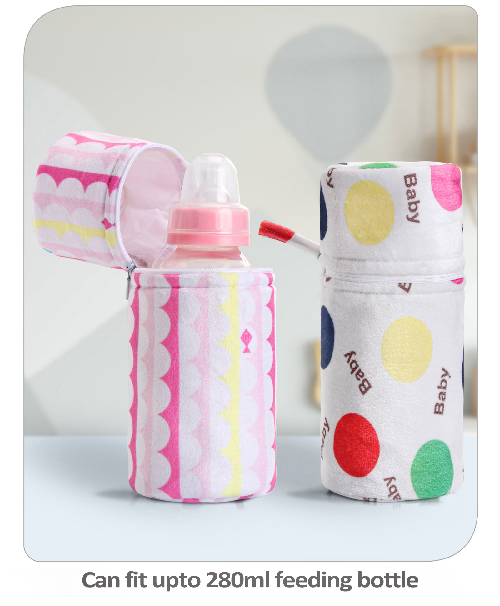 Babyhug Feeding Bottle Cover with Zip Polka Print  Pack Of 2  Multicolour - Fits Upto 330 ml  Each-image-11