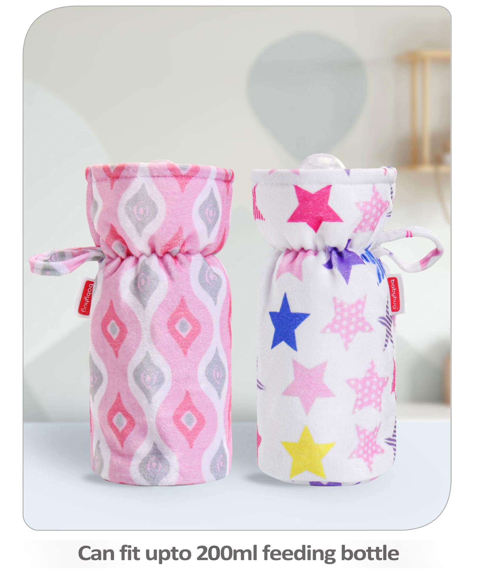 Babyhug Feeding Bottle Cover Star Print Pack of 2 Pink  - Fits upto 260 ml Each-picture-11