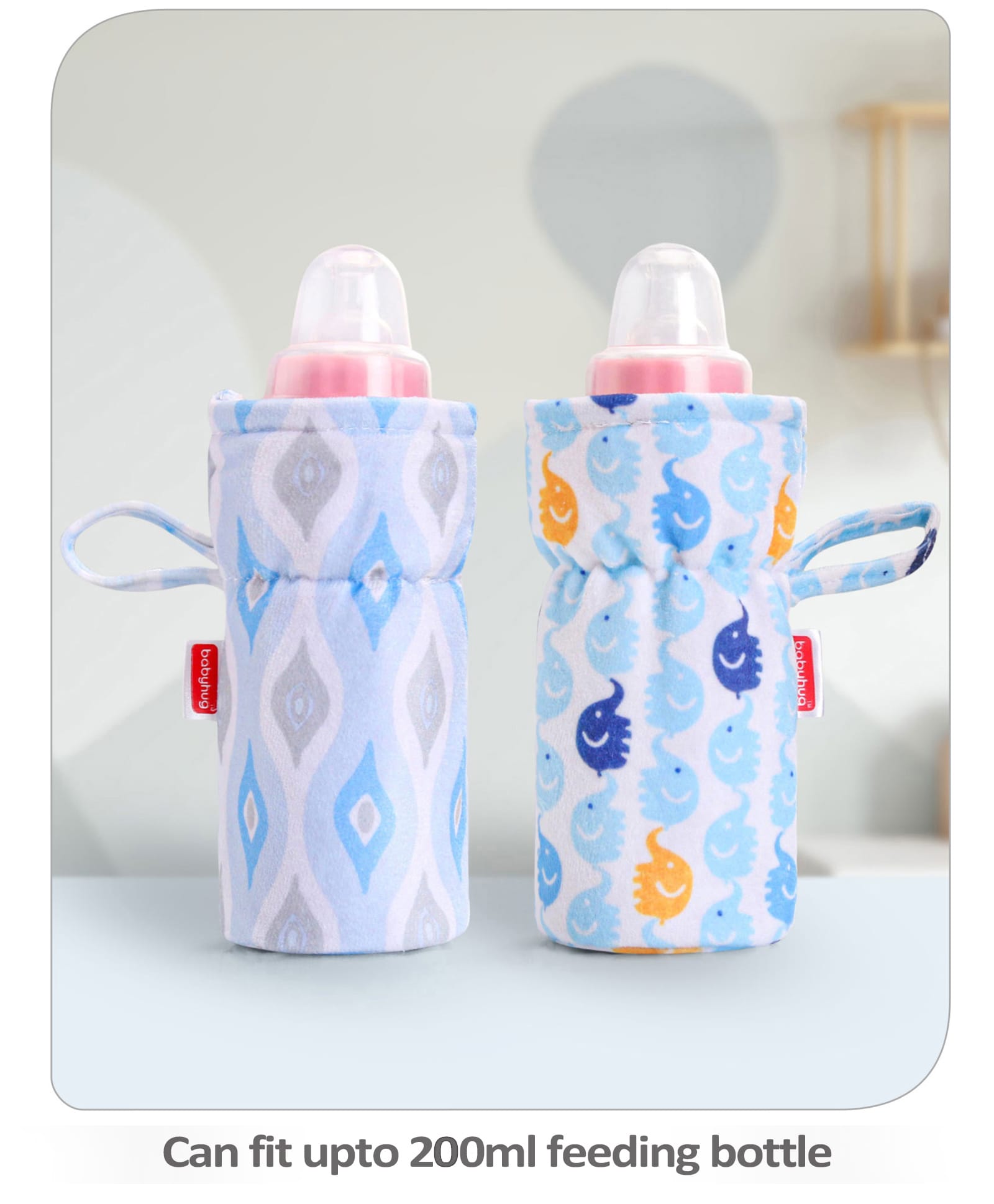 Babyhug Feeding Bottle Cover Elephant Print Pack of 2 Blue - Fits upto 260 ml Each-picture-26