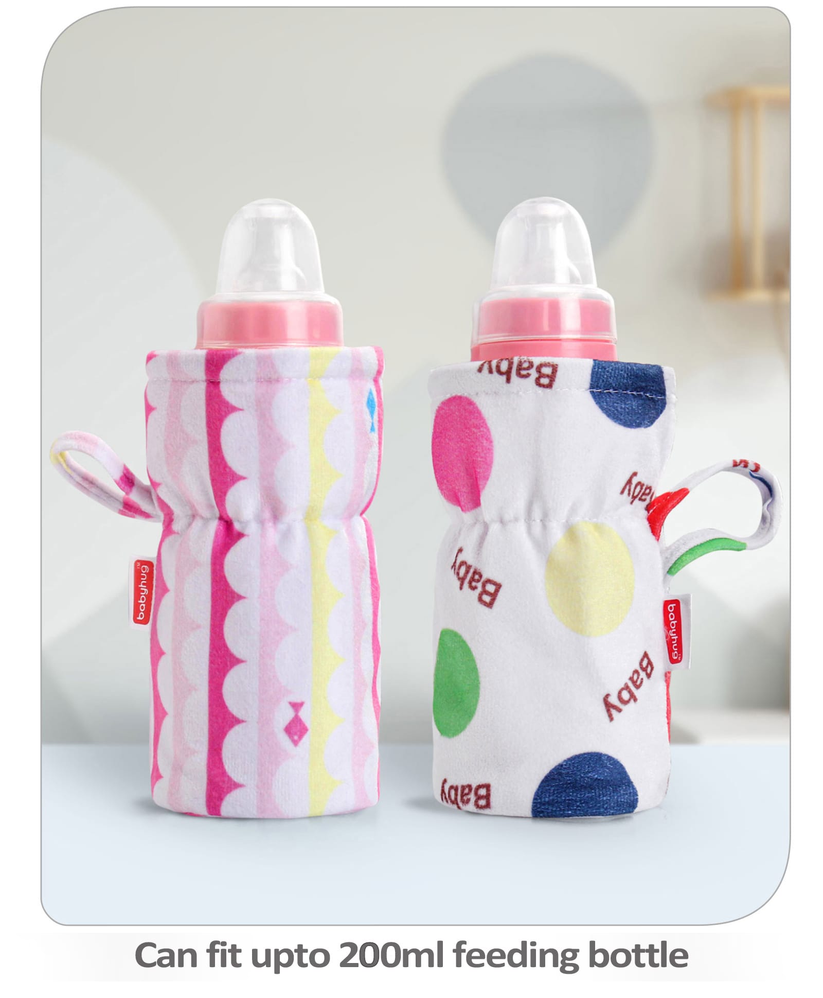 Babyhug Feeding Bottle Cover Polka Print Pack of 2 Multicolour - Fits upto 260 ml Each-picture-23