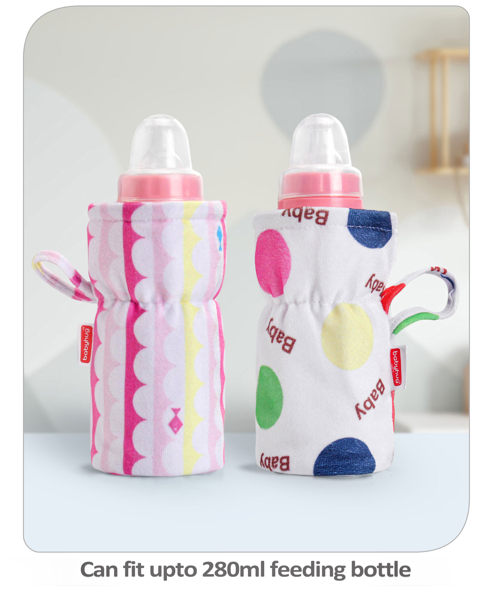 Babyhug Feeding Bottle Cover Polka Print  Pack of 2 Multicolour - Fits Upto 330 ml Each-image-8