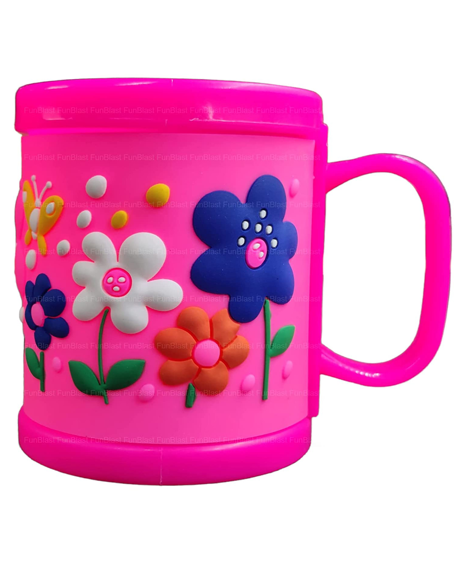 FunBlast Flower Printed Embossed Milk Mug Pink - 350ml-image-5